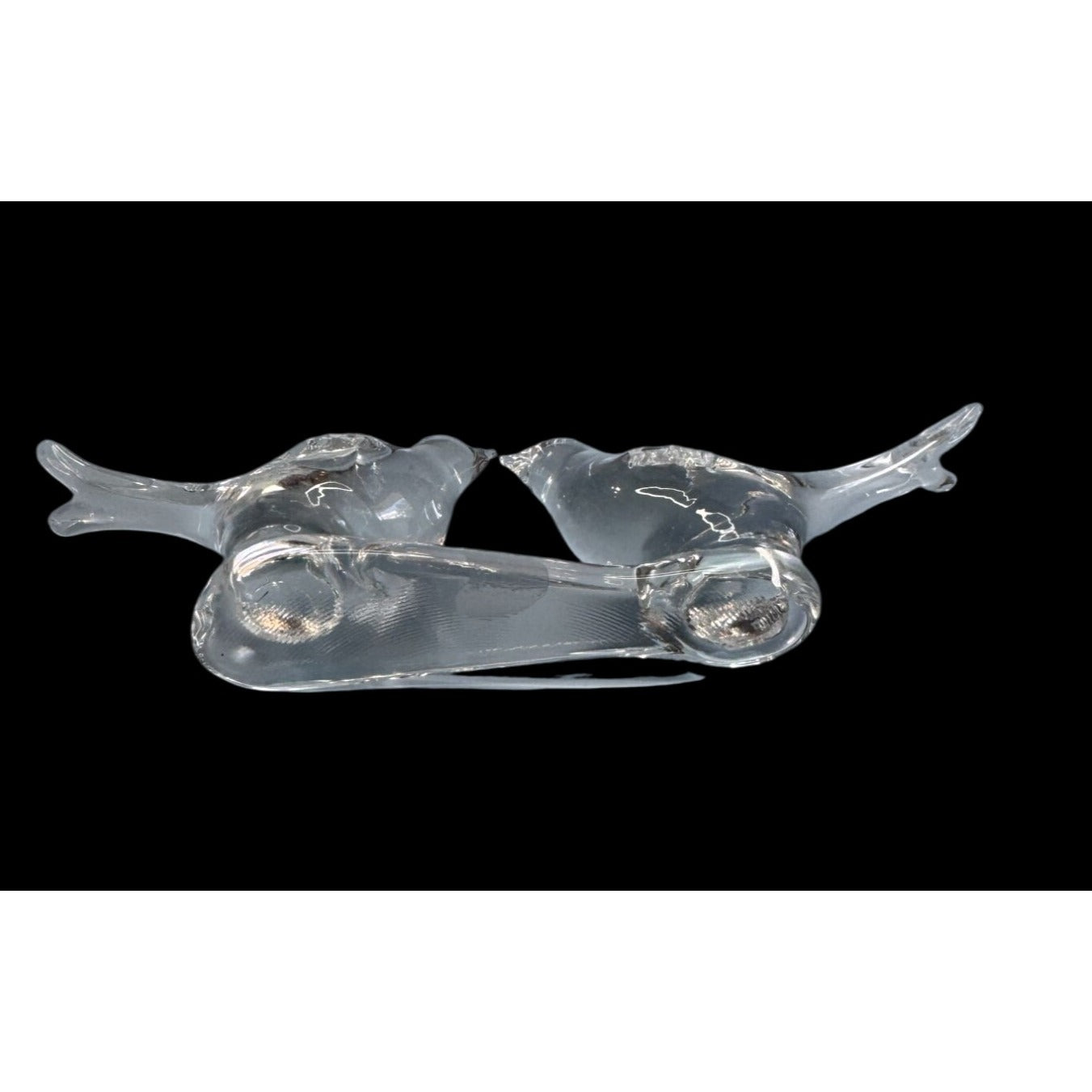 Jablonski Glass Kissing Birds Figurine Clear Crystal 7"x2" Handmade Poland