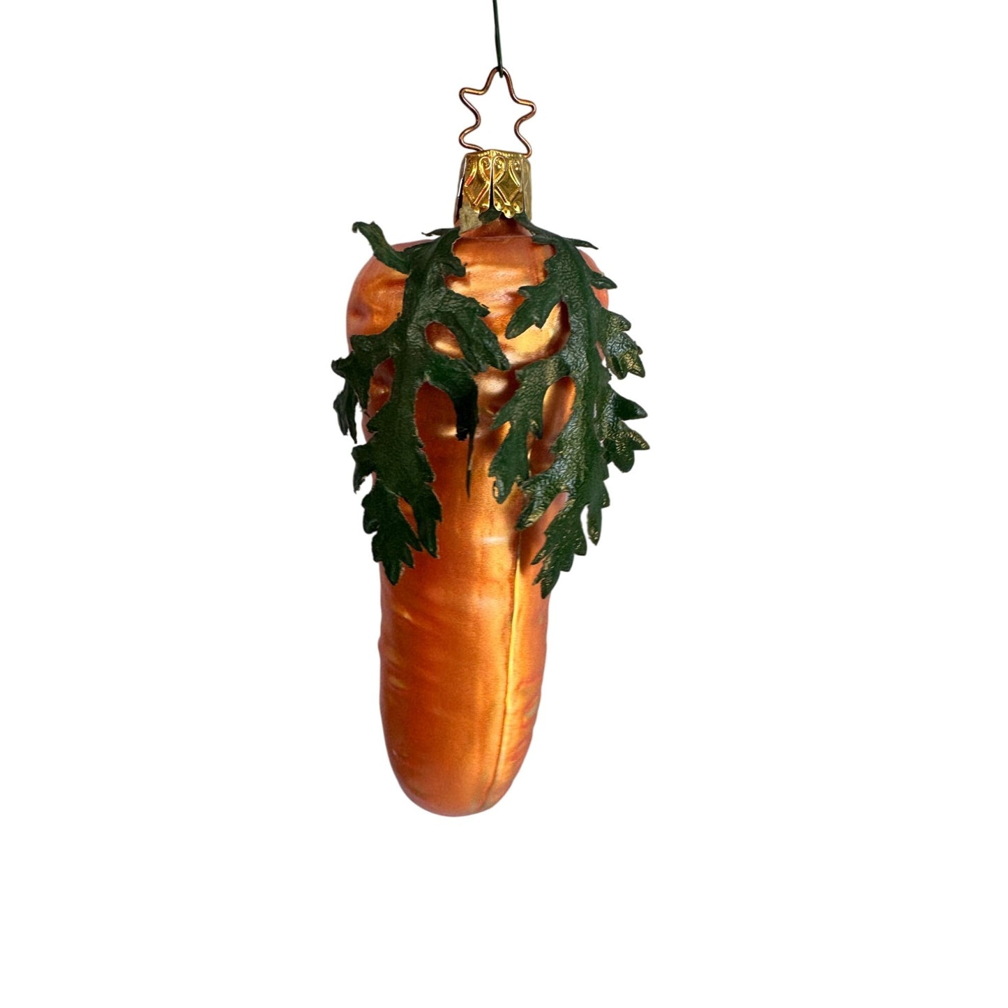 Inge Glass Heirloom Carrot Ornament Hand Blown Glass Germany 4.5" Star Cap