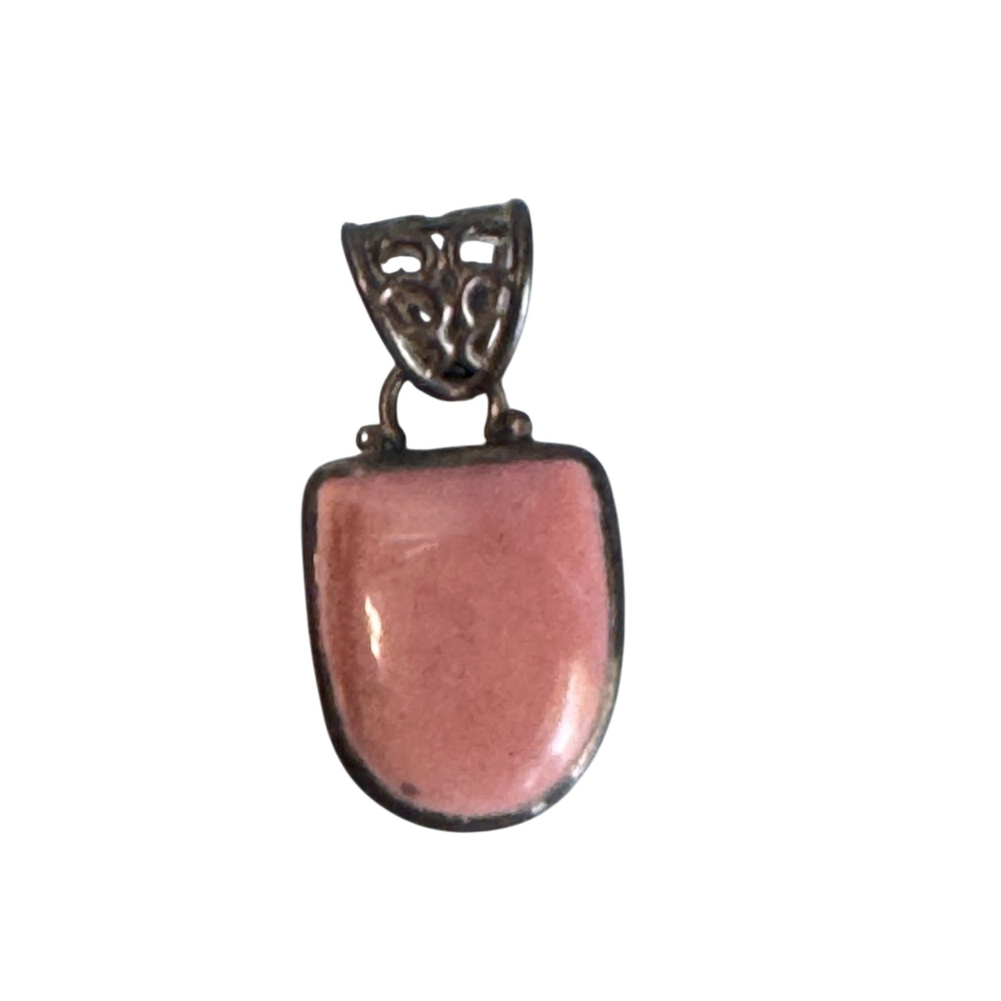 Pink Opal Pendant With Sterling Silver Filigree Bail