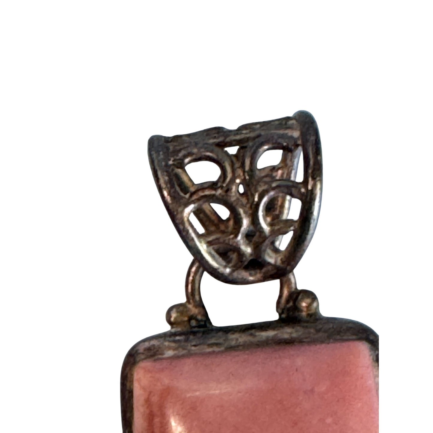 Pink Opal Pendant With Sterling Silver Filigree Bail