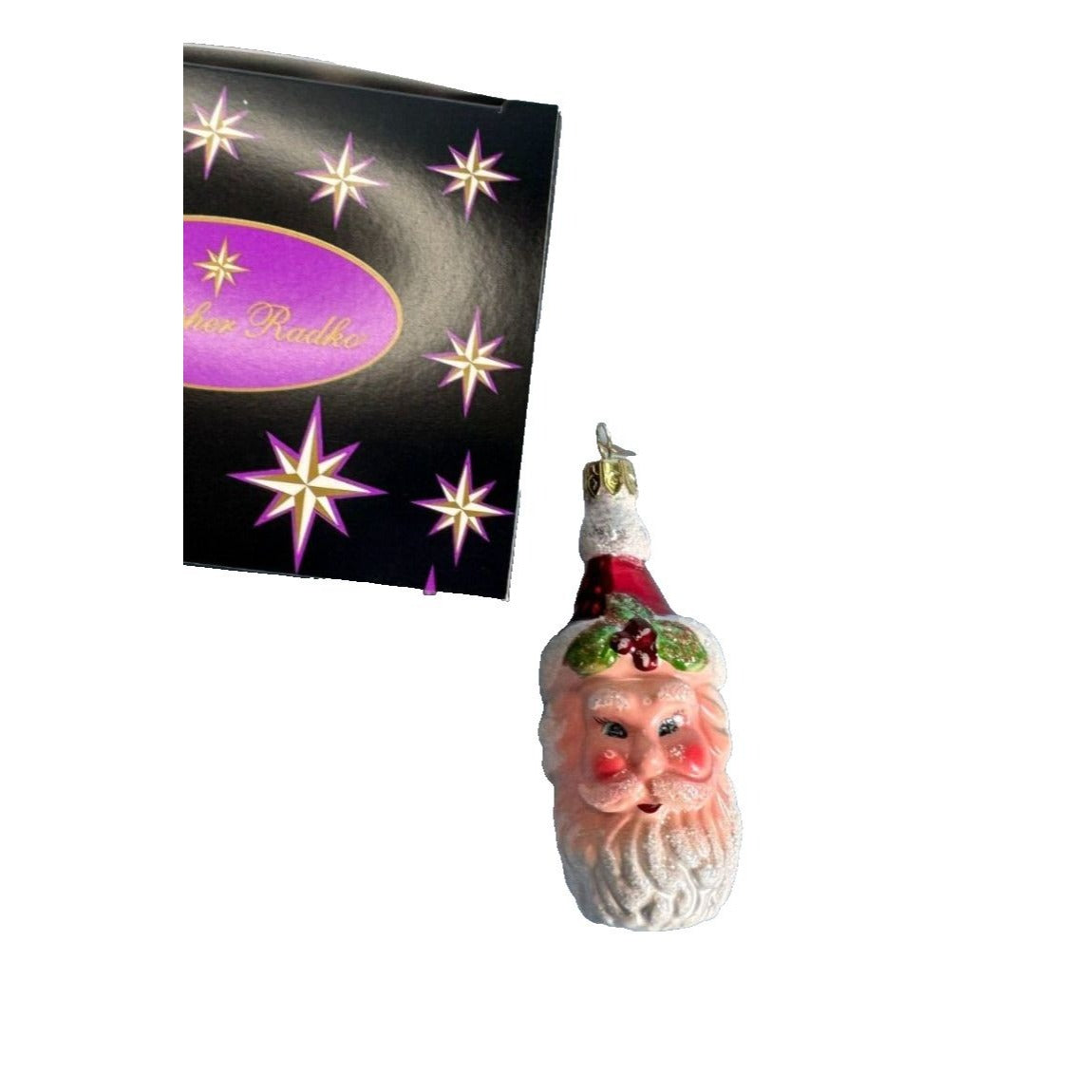 Christopher Radko Ceramics Santa Claus Head Ornament W/Box No Tag