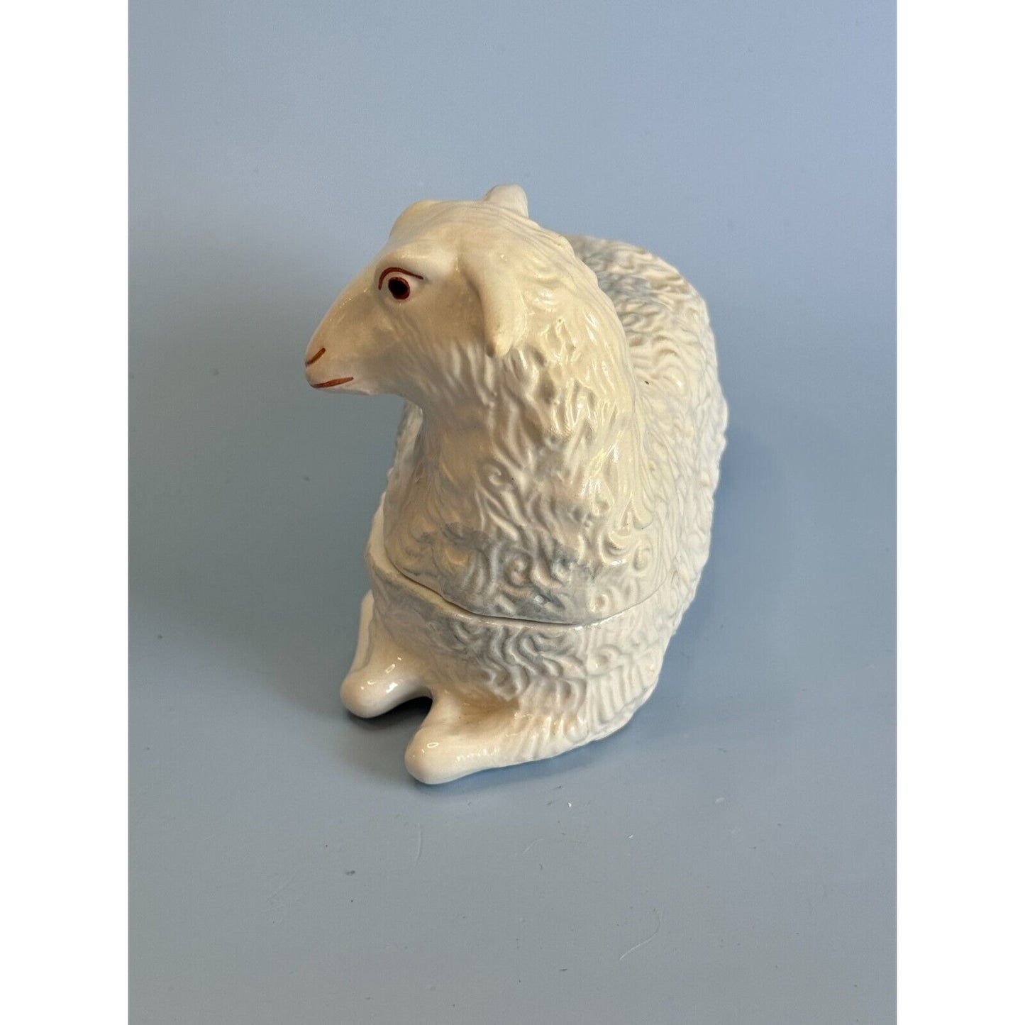 Italy Mildred R Mottahedeh Blue/White Lamp/Sheep Porcelain Box HTF 6" x 3"