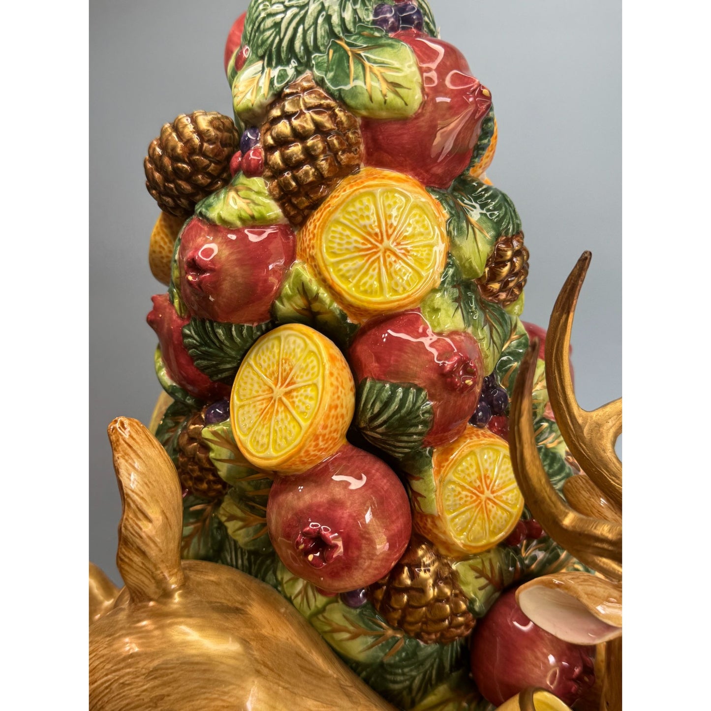 Fitz & Floyd Classics Winter Spice Deer Topiary Christmas Centerpiece Large 19"