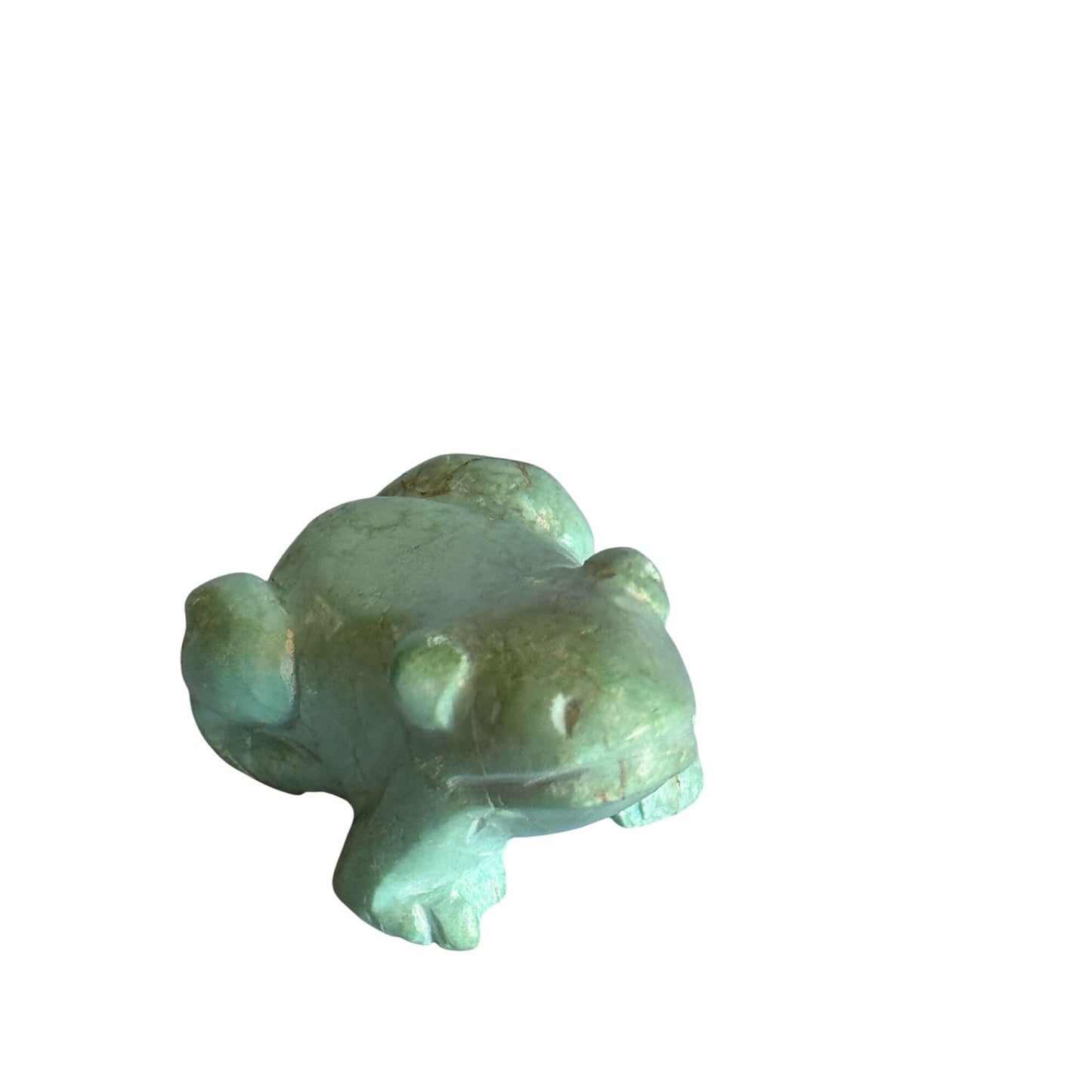 Hand-Carved Green Howlite Frog Figurine Sculpture Decor 1 3/4" Long