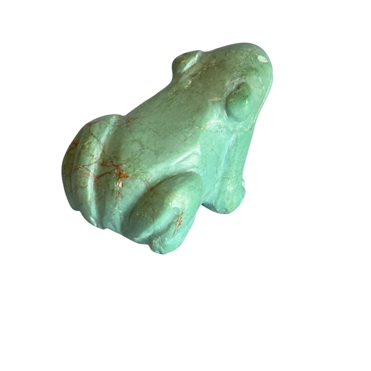 Hand-Carved Green Howlite Frog Figurine Sculpture Decor 1 3/4" Long