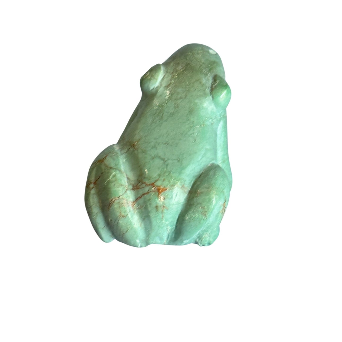 Hand-Carved Green Howlite Frog Figurine Sculpture Decor 1 3/4" Long