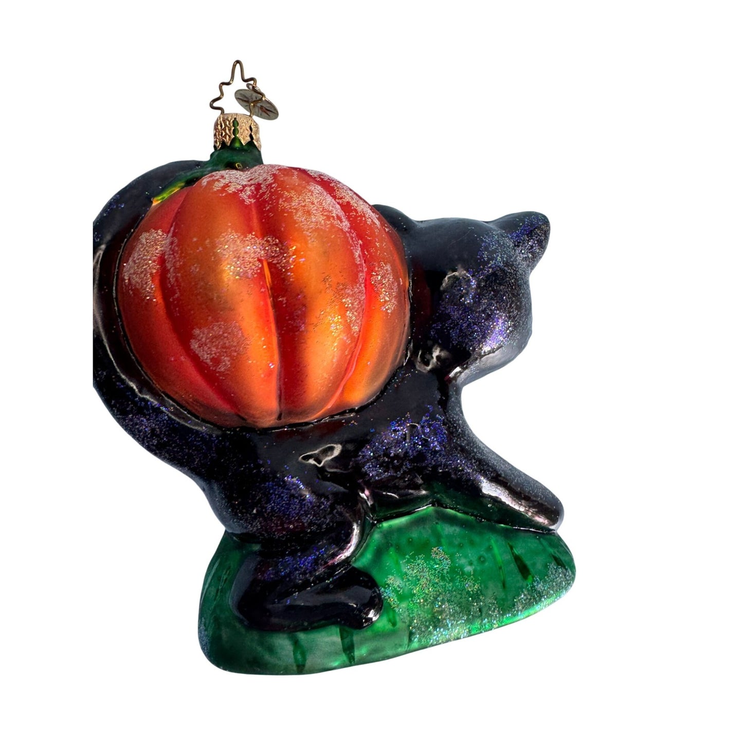 Christopher Radko Blackie N Jackie Black Cat Pumpkin Halloween Ornament Rare 5"