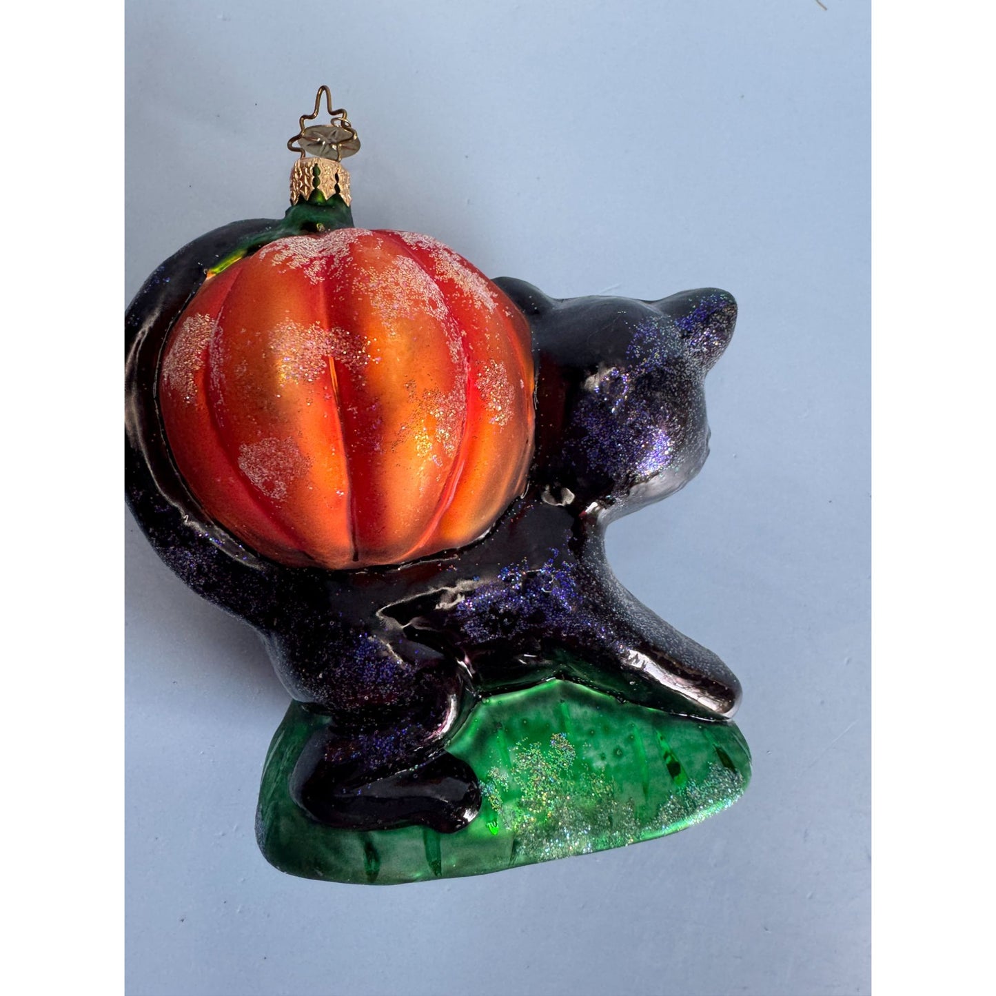 Christopher Radko Blackie N Jackie Black Cat Pumpkin Halloween Ornament Rare 5"