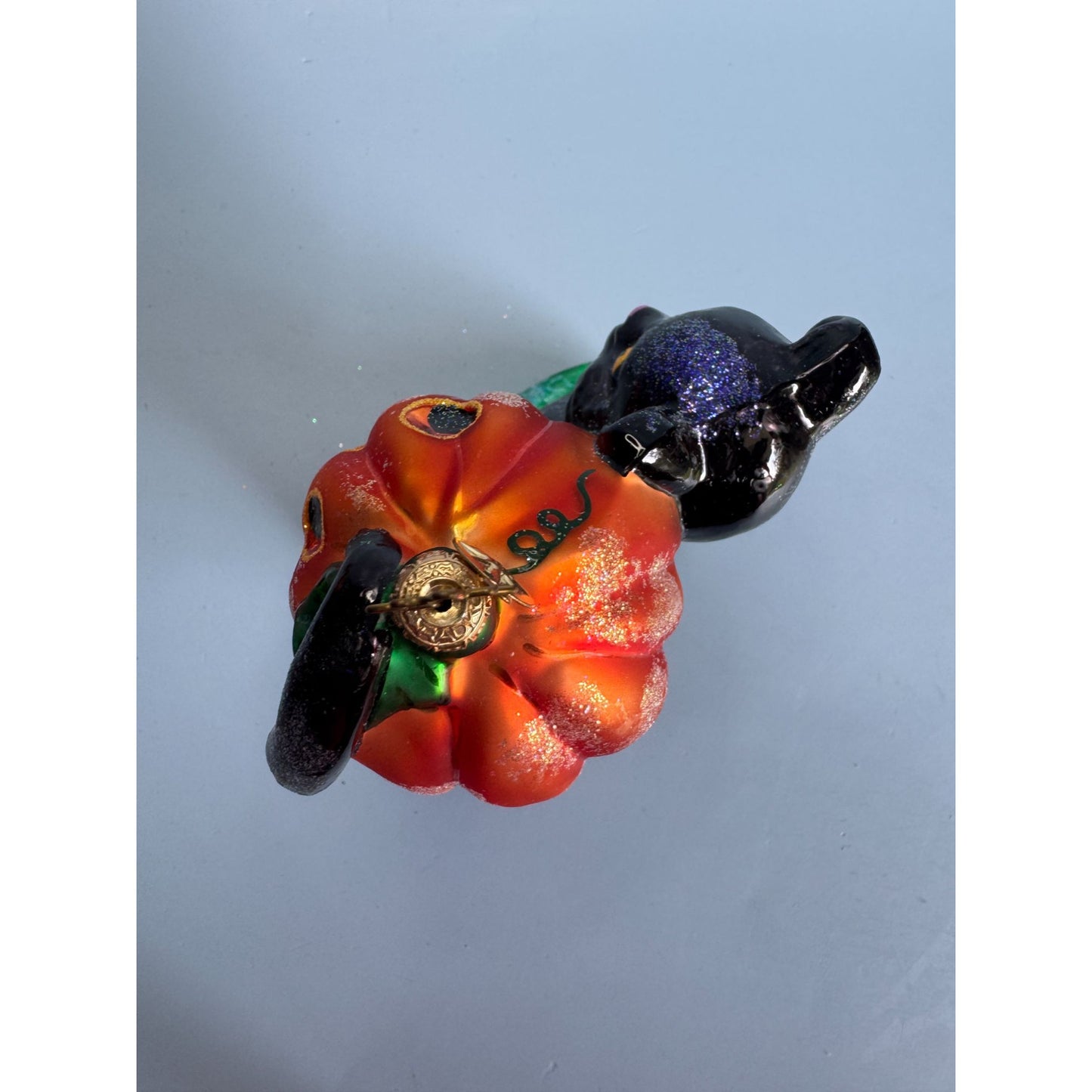 Christopher Radko Blackie N Jackie Black Cat Pumpkin Halloween Ornament Rare 5"