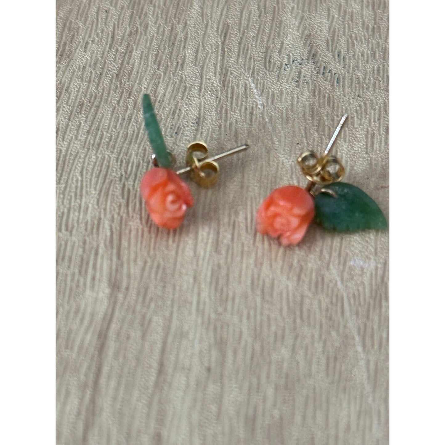 Carved Coral Bead Nuggets Necklace & Rose Earrings Set From Coral World