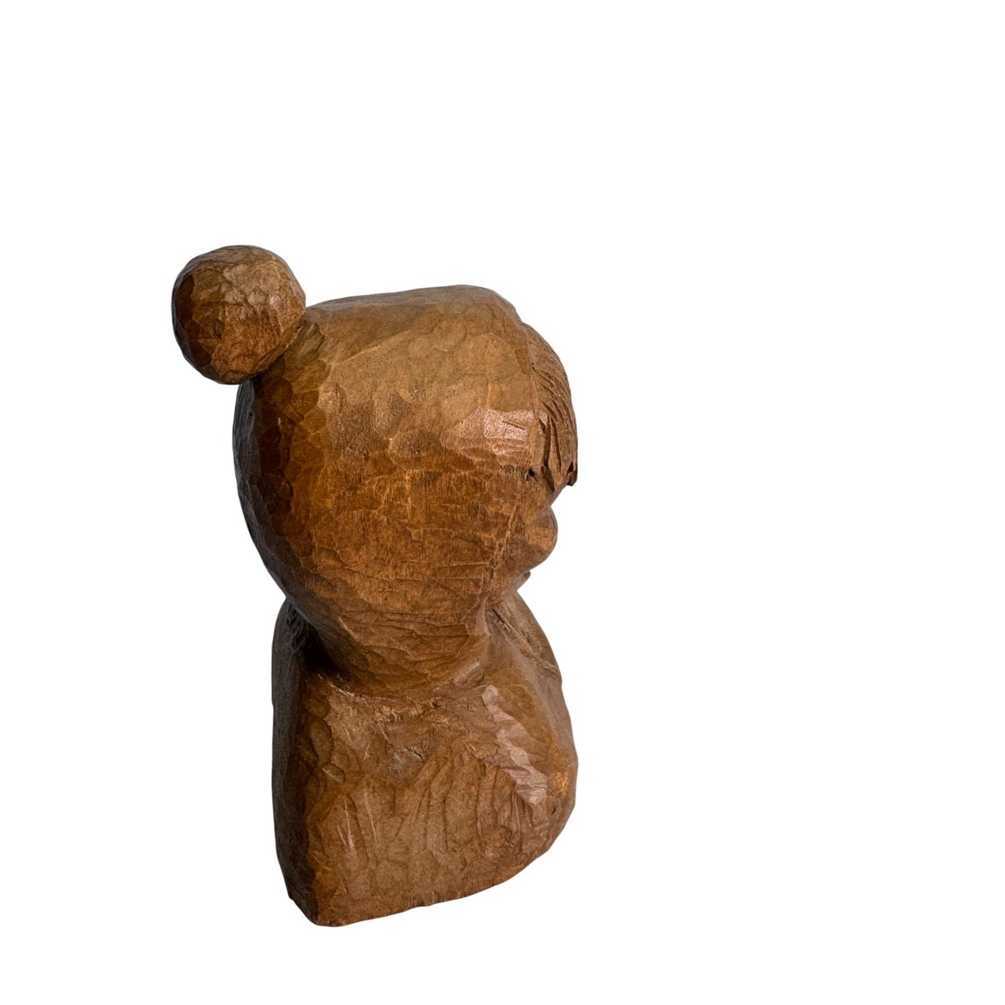 Vintage Switzer Carved Wooden Figure W/ Top Knot Bun Folk Art Sculpture Signed