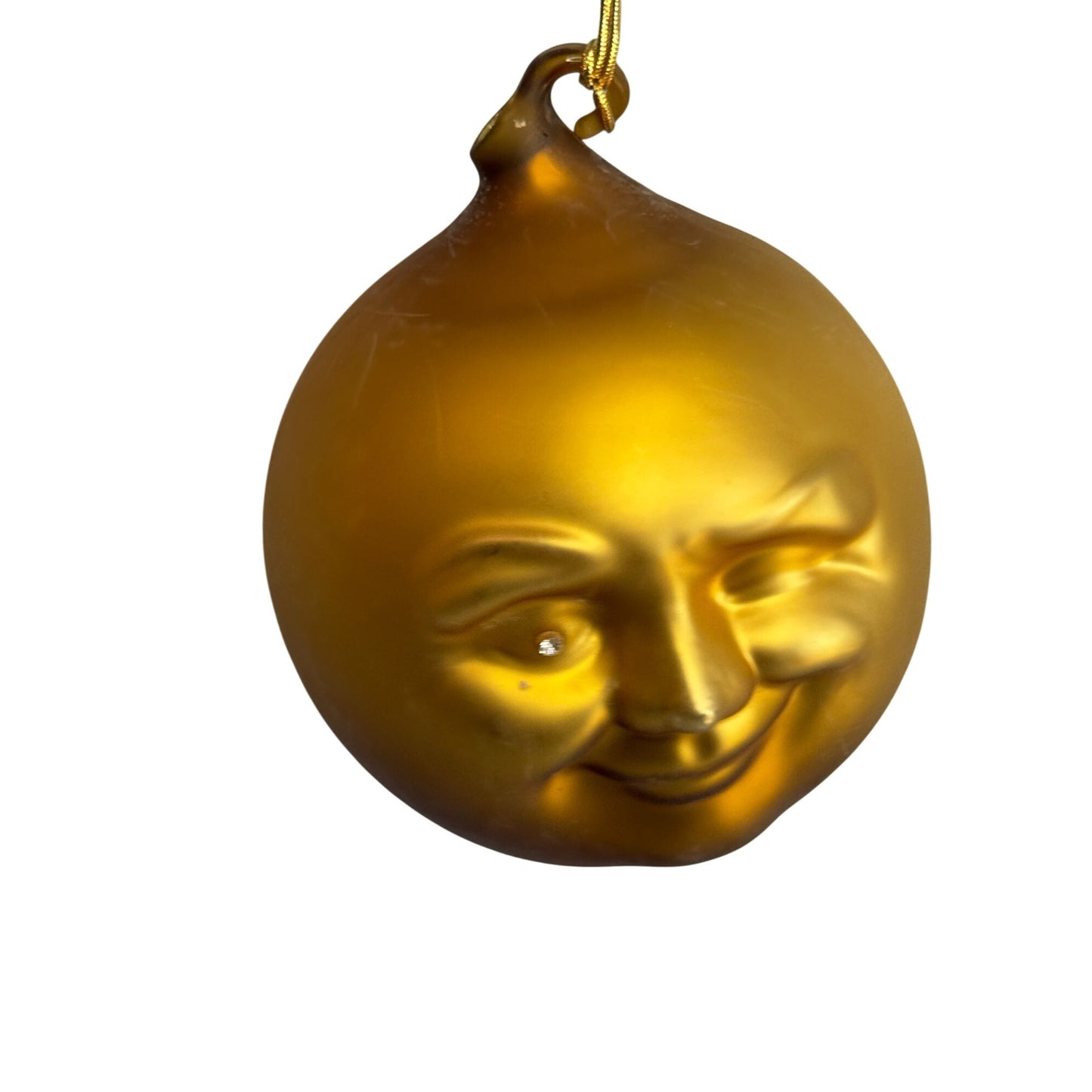 Dept 56 Man In The Moon Glass Ornament Winking Jeweled Eye Gold W/ Original Box 5.5" X 4"