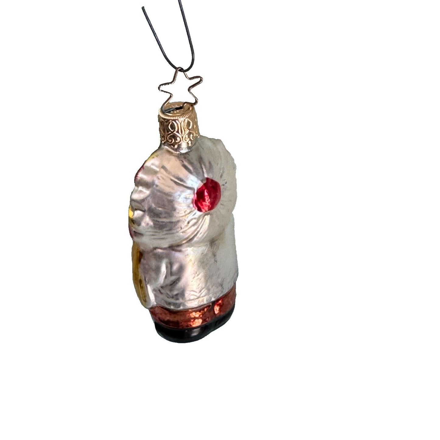 Vintage West Germany Inge Glass Chief with Head Dress Glass Christmas Ornament