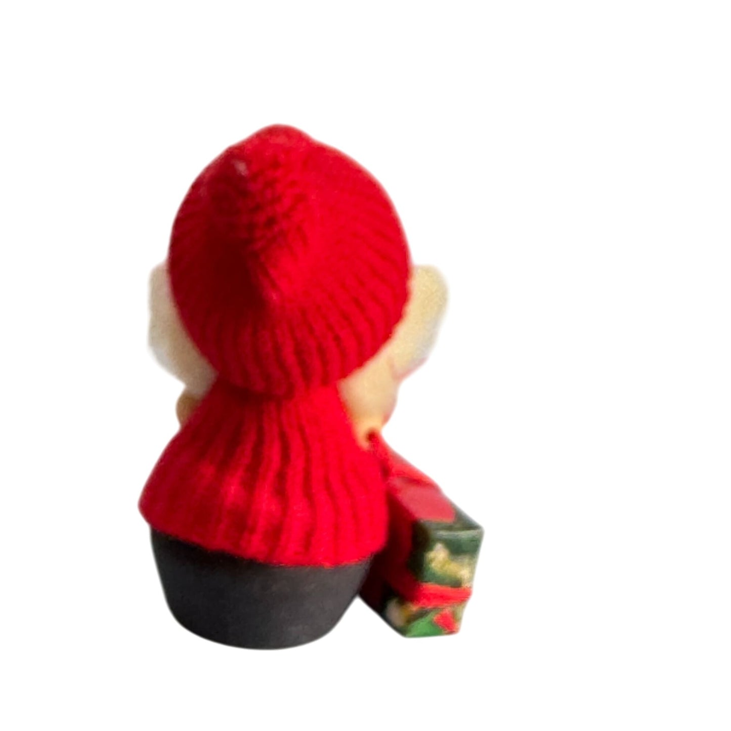 Swedish Tomte Gnome Santa Elf Figurine With Wood Body & Spun Cotton Beard