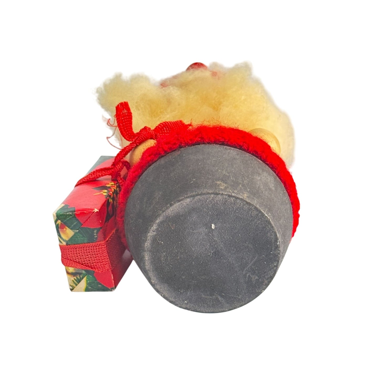 Swedish Tomte Gnome Santa Elf Figurine With Wood Body & Spun Cotton Beard