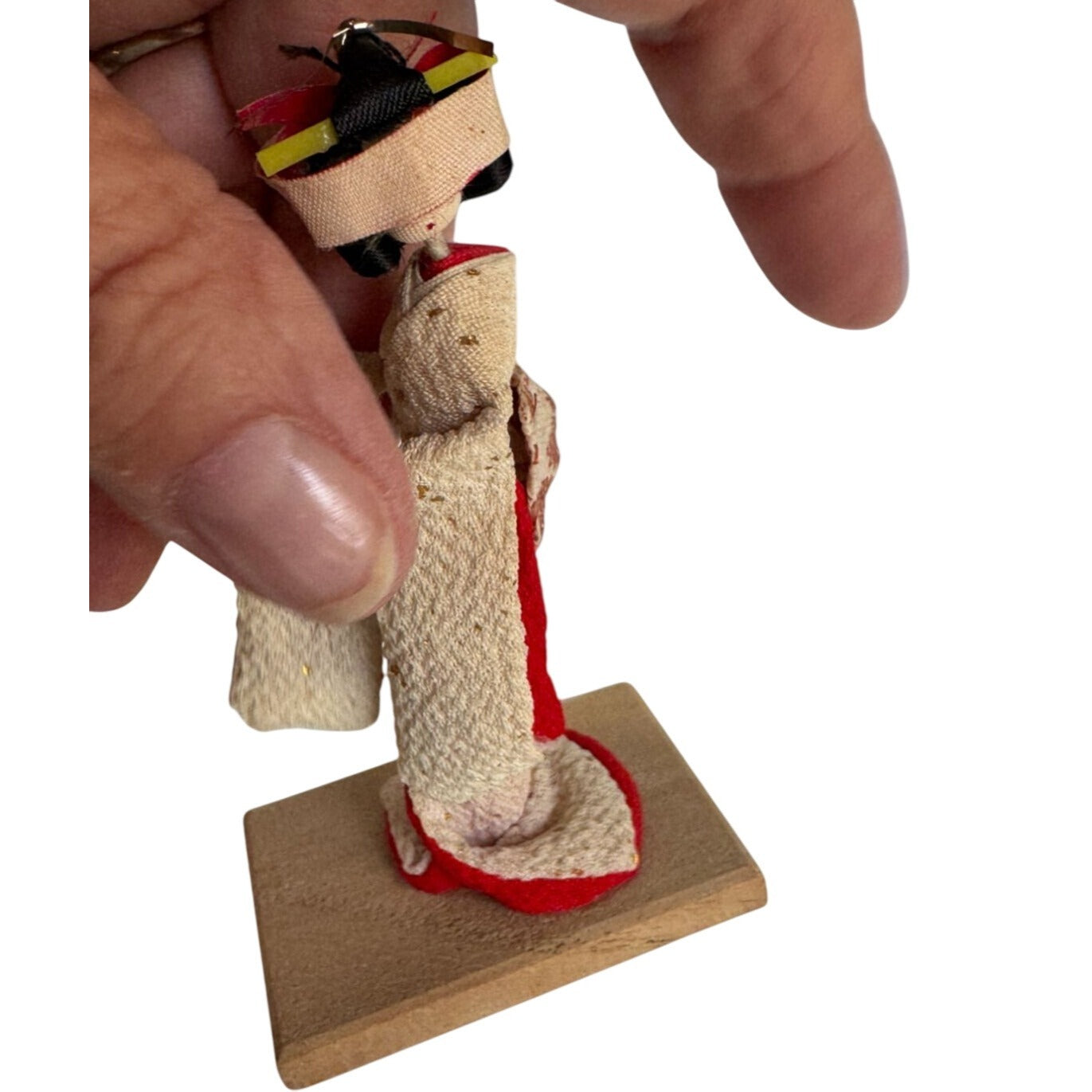 Miniature Japanese Hanayome Bride Doll by Yukiko Sato 3.75" Folk Art Signed