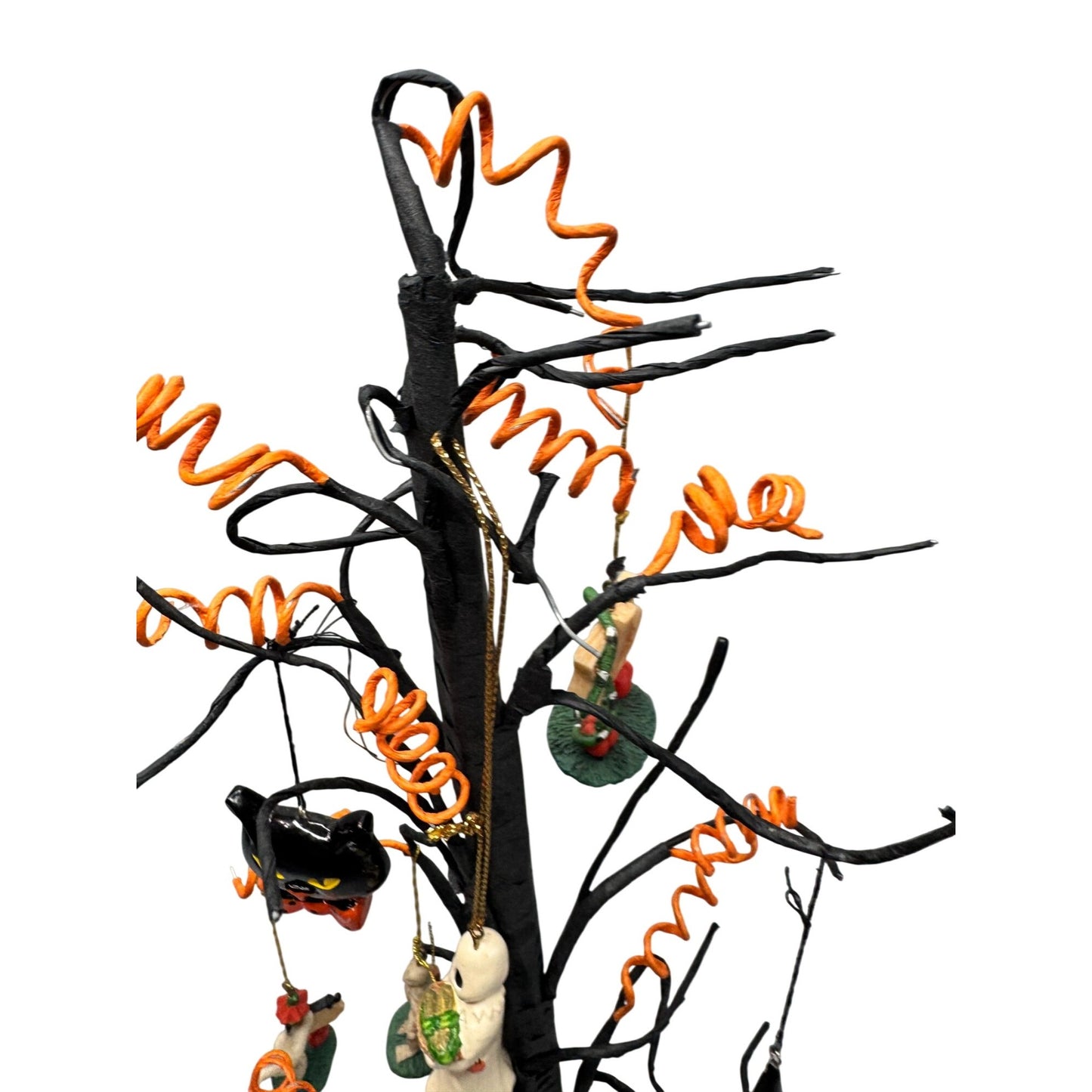 Halloween Ornament Tree With Mini Halloween Ornaments Pumpkin Base 14 1/2"