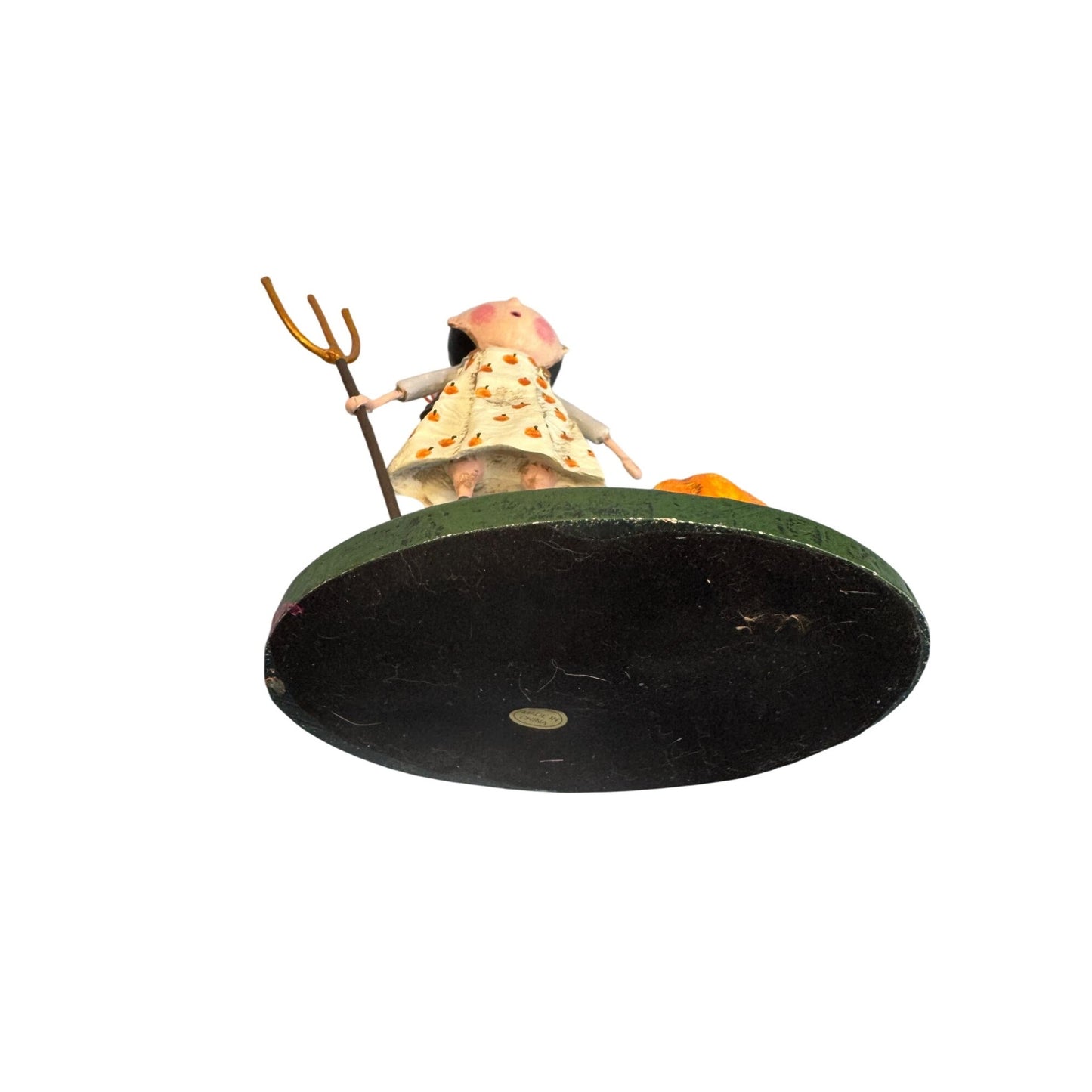 Lori Mitchell Pru The Pumpkin Farmer Figurine Halloween Folk Art 6.75" Signed