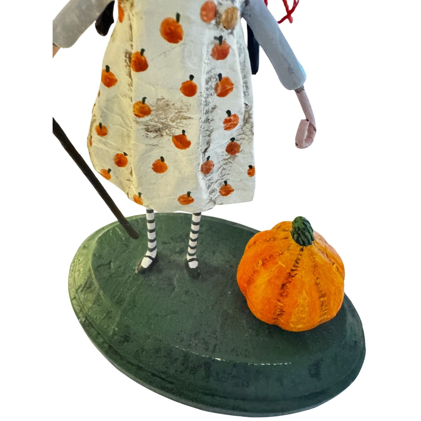 Lori Mitchell Pru The Pumpkin Farmer Figurine Halloween Folk Art 6.75" Signed