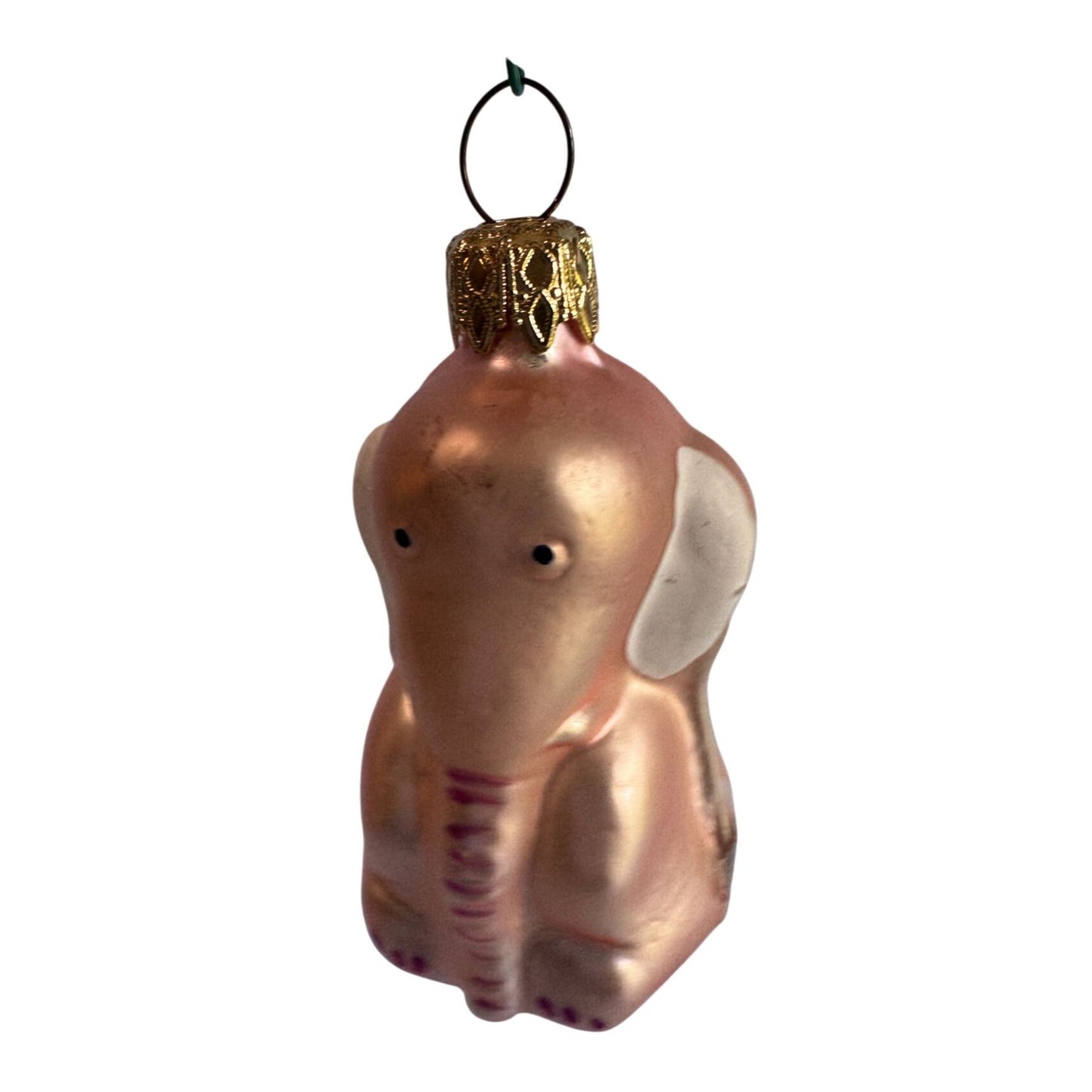 Vintage Blown Glass Pink Elephant Ornament 3.5" West Germany