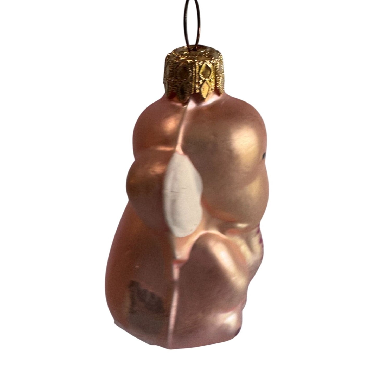 Vintage Blown Glass Pink Elephant Ornament 3.5" West Germany