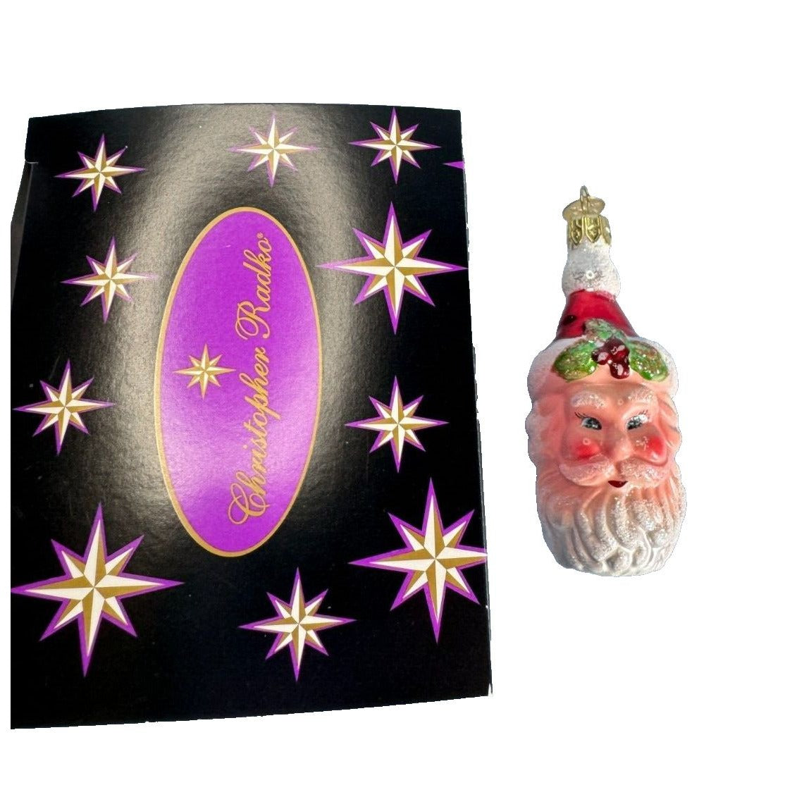 Christopher Radko Ceramics Santa Claus Head Ornament W/Box No Tag