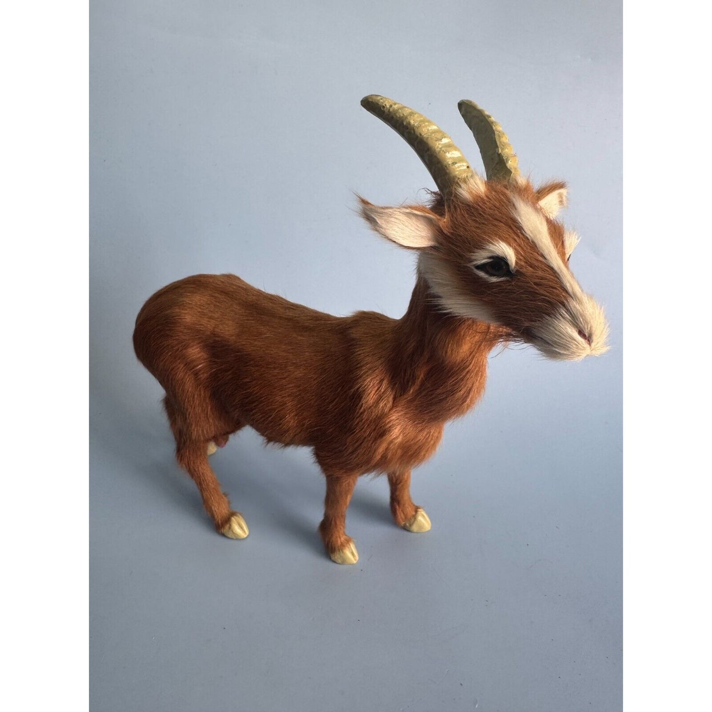 StealStreet Furry Nanny Goat Soft Fur Glass Eyes Retired Model Approx 8.5" H x 9" L Collectible Figurine