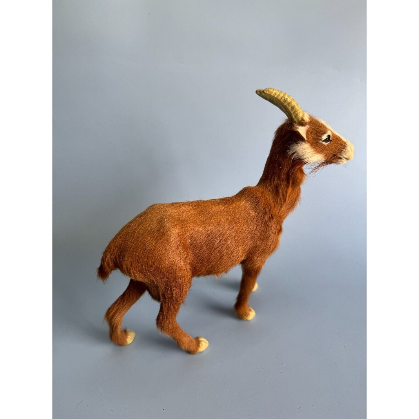 StealStreet Furry Nanny Goat Soft Fur Glass Eyes Retired Model Approx 8.5" H x 9" L Collectible Figurine