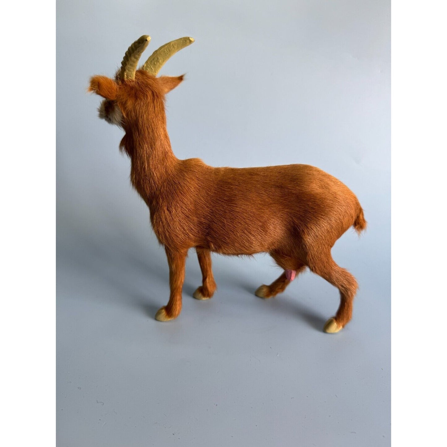 StealStreet Furry Nanny Goat Soft Fur Glass Eyes Retired Model Approx 8.5" H x 9" L Collectible Figurine