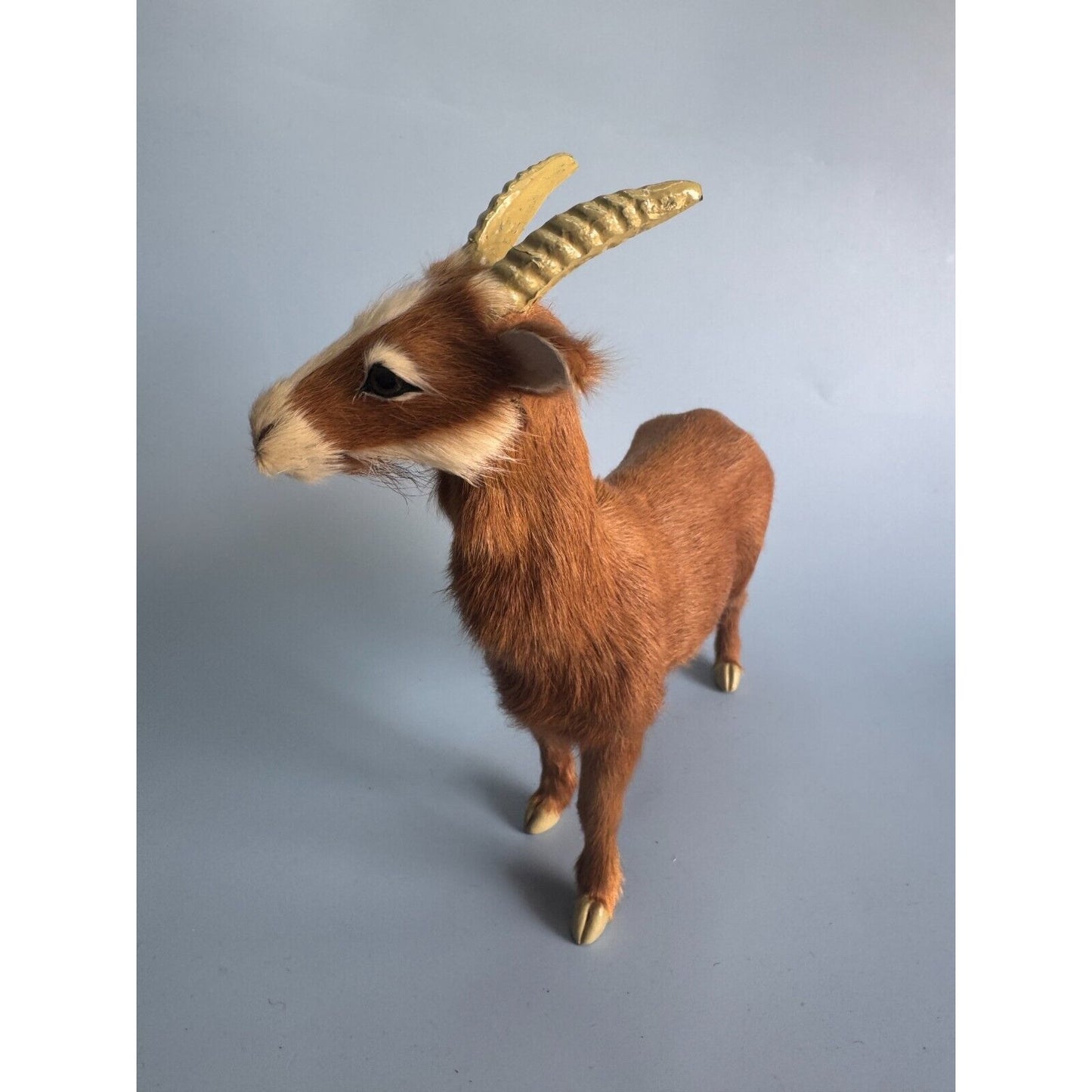 StealStreet Furry Nanny Goat Soft Fur Glass Eyes Retired Model Approx 8.5" H x 9" L Collectible Figurine