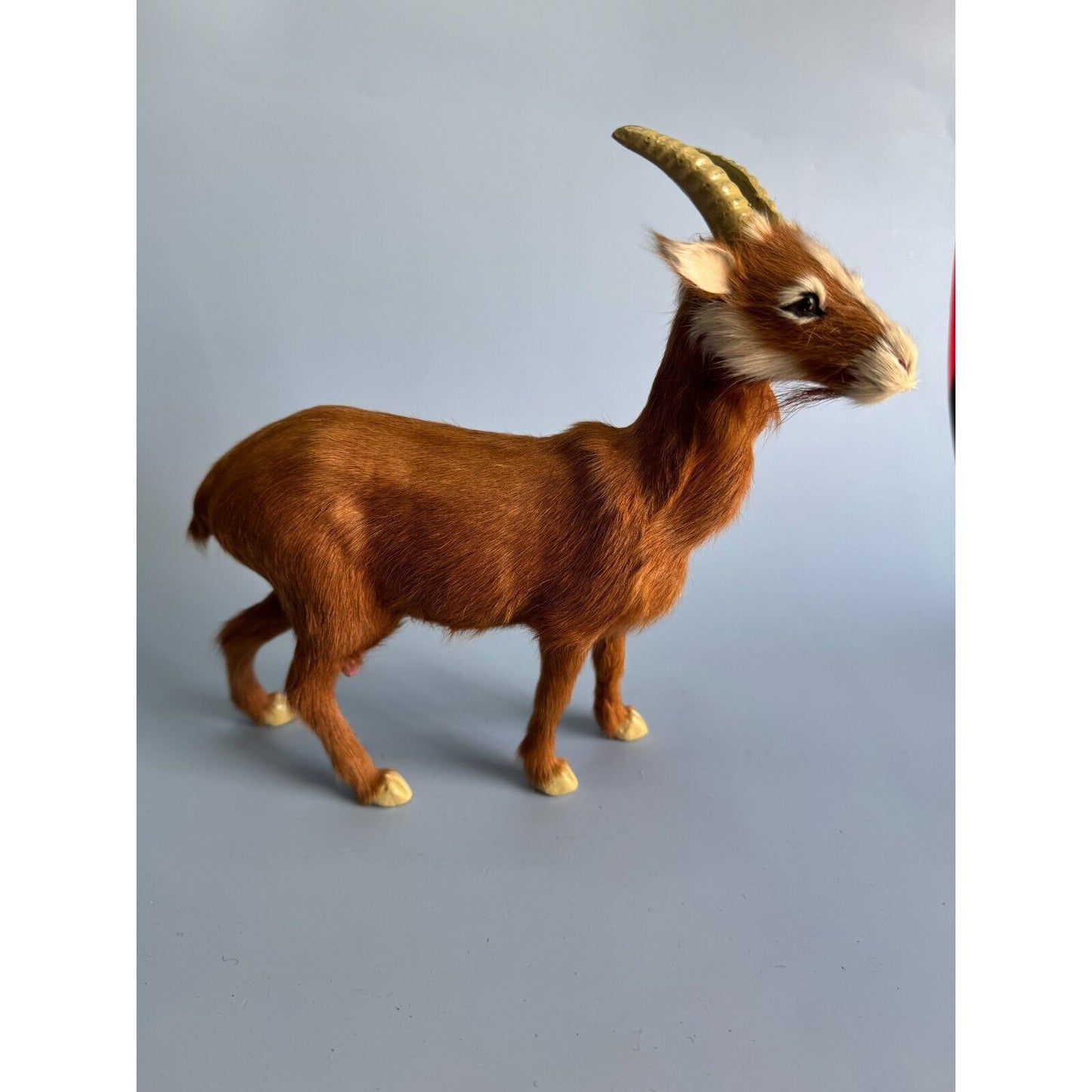 StealStreet Furry Nanny Goat Soft Fur Glass Eyes Retired Model Approx 8.5" H x 9" L Collectible Figurine