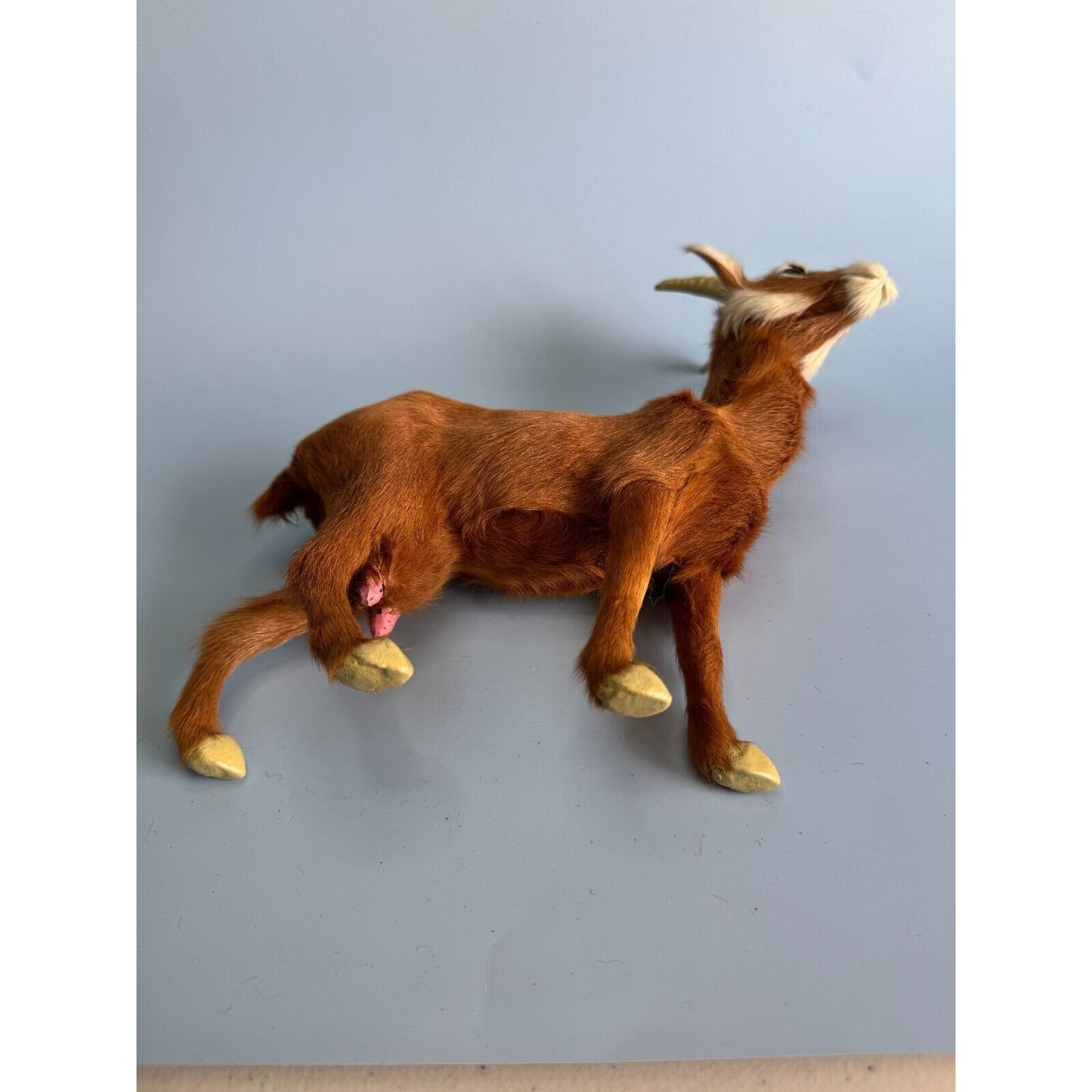 StealStreet Furry Nanny Goat Soft Fur Glass Eyes Retired Model Approx 8.5" H x 9" L Collectible Figurine