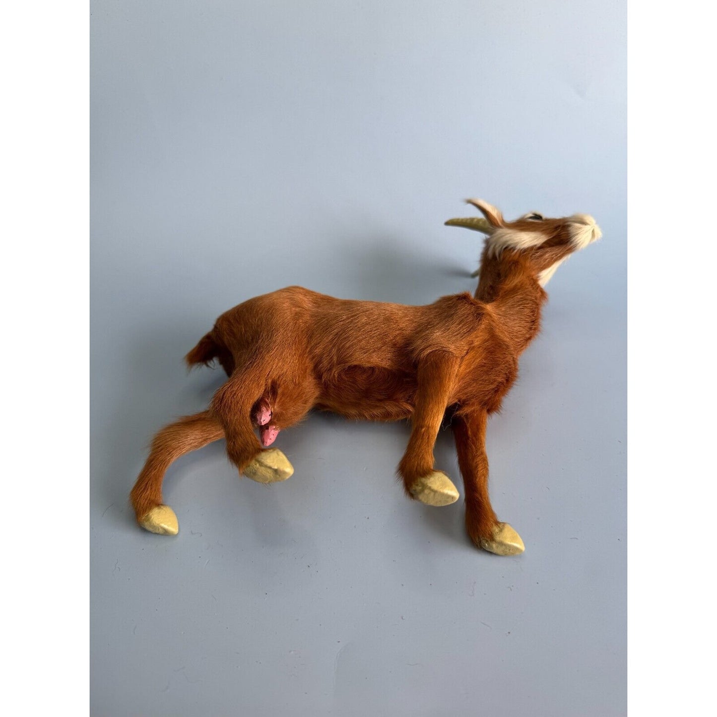 StealStreet Furry Nanny Goat Soft Fur Glass Eyes Retired Model Approx 8.5" H x 9" L Collectible Figurine
