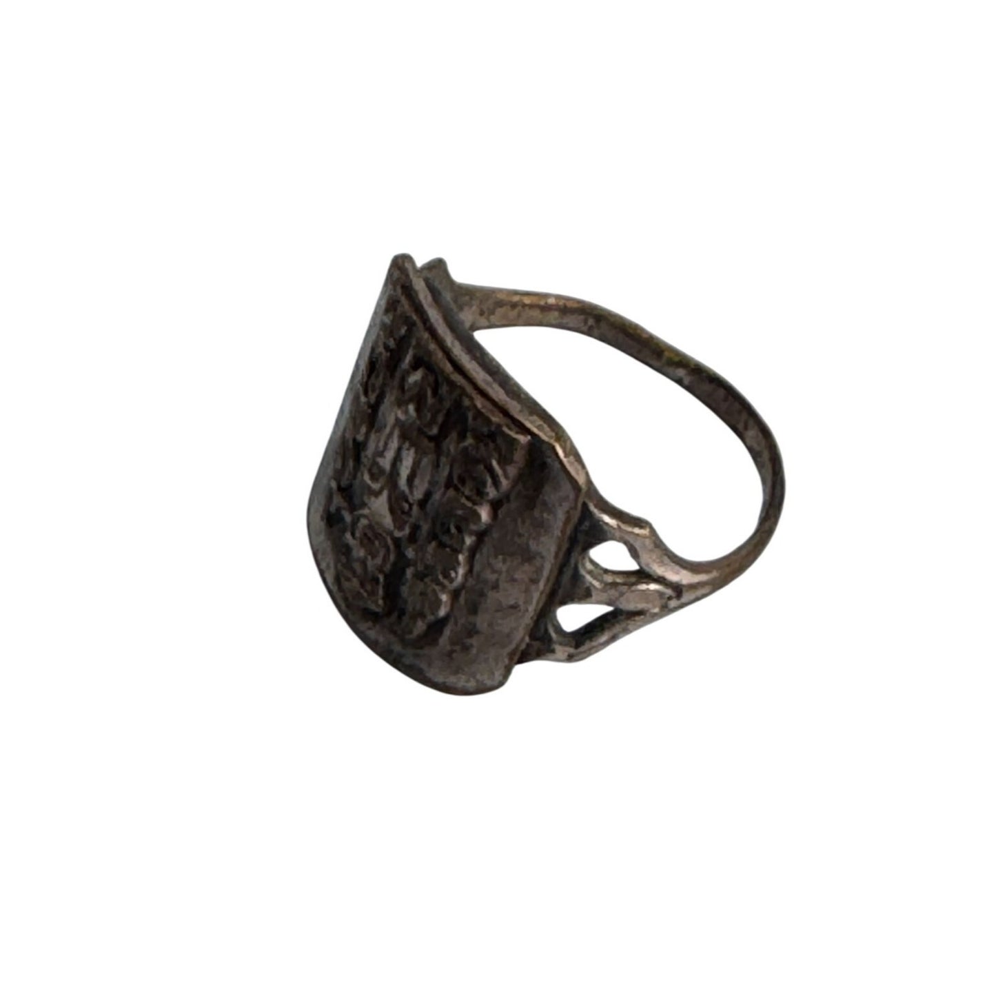 Antique Chinese Tribal Silver Ring With Totem Design Size 6 C1800's