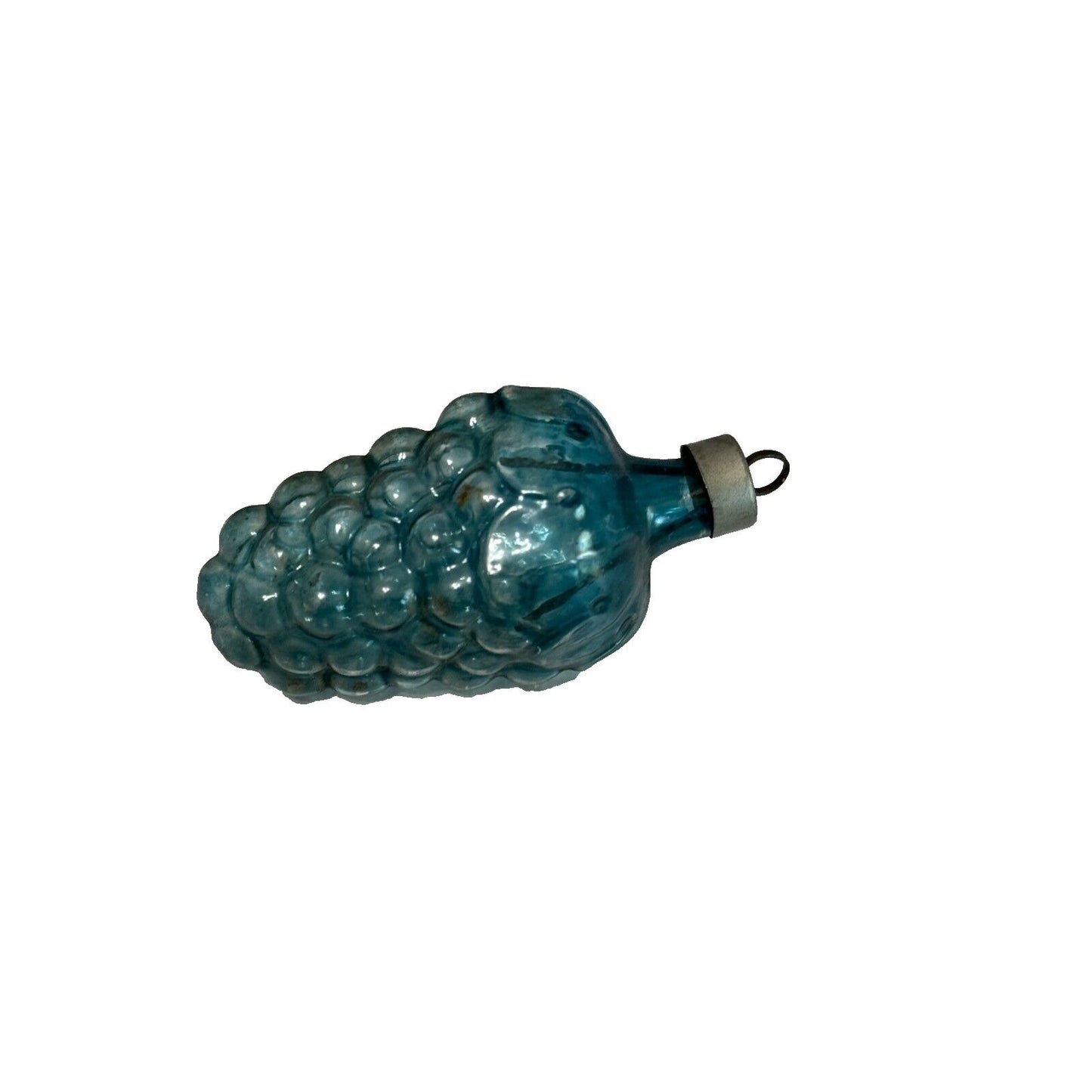 Antique Unsilvered Blue Blown Glass Grape Orament c1940's