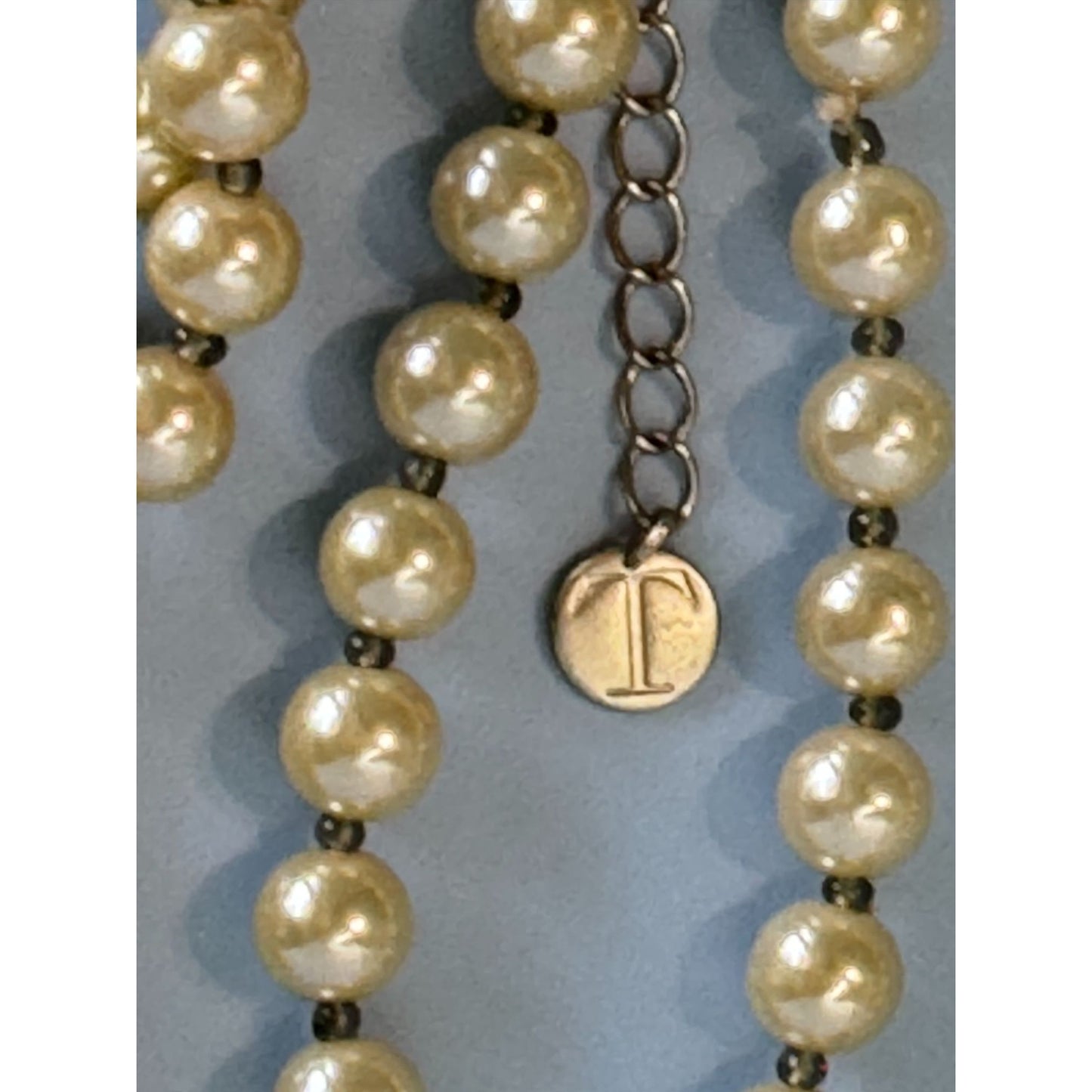 Talbots Multistrand Faux Pearl Necklace With Glittering Accents Adjustable Chain