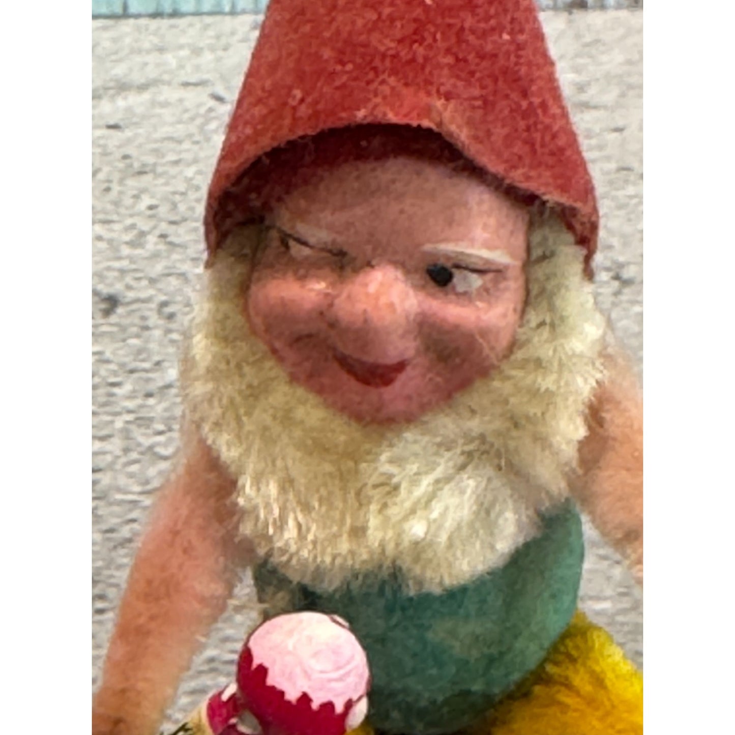 Antique Pinecone Elf Figure Molded Face Chenille Pipe Cleaners 3 1/4" Multicolor