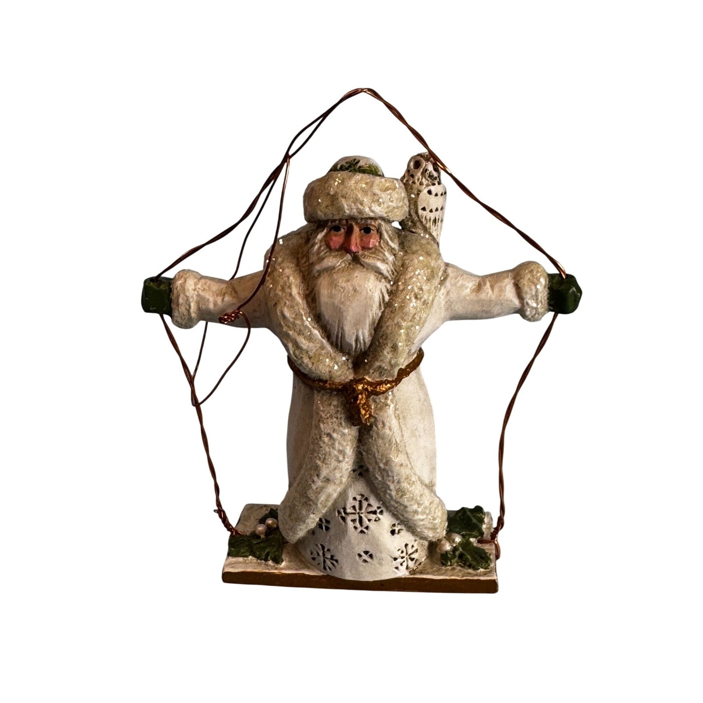 Pamela Schifferl Woodland Snowy Owl Santa Ornament 4½ Inches