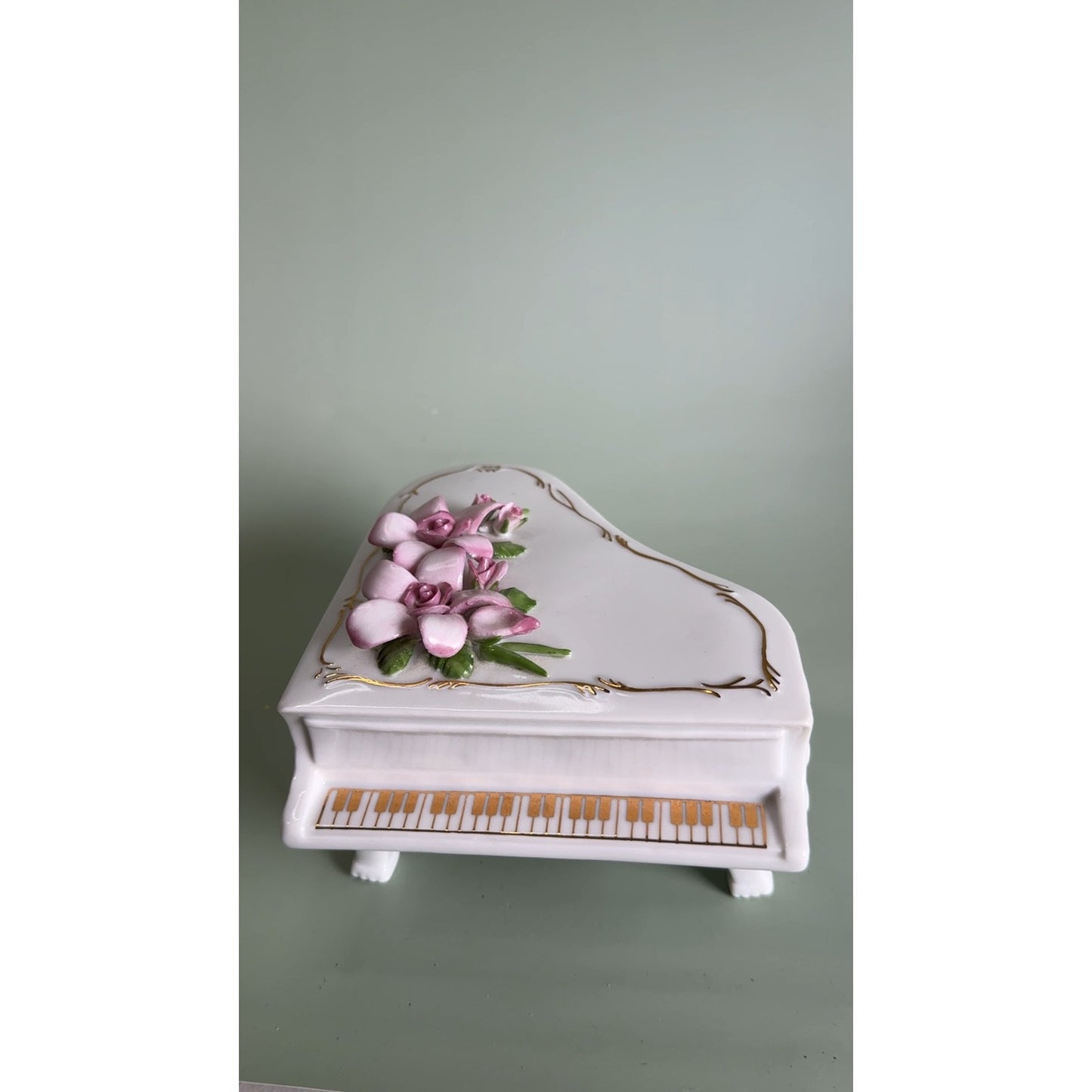 Vintage Lefton Porcelain Piano Music Box "Till the End of Time". 1996