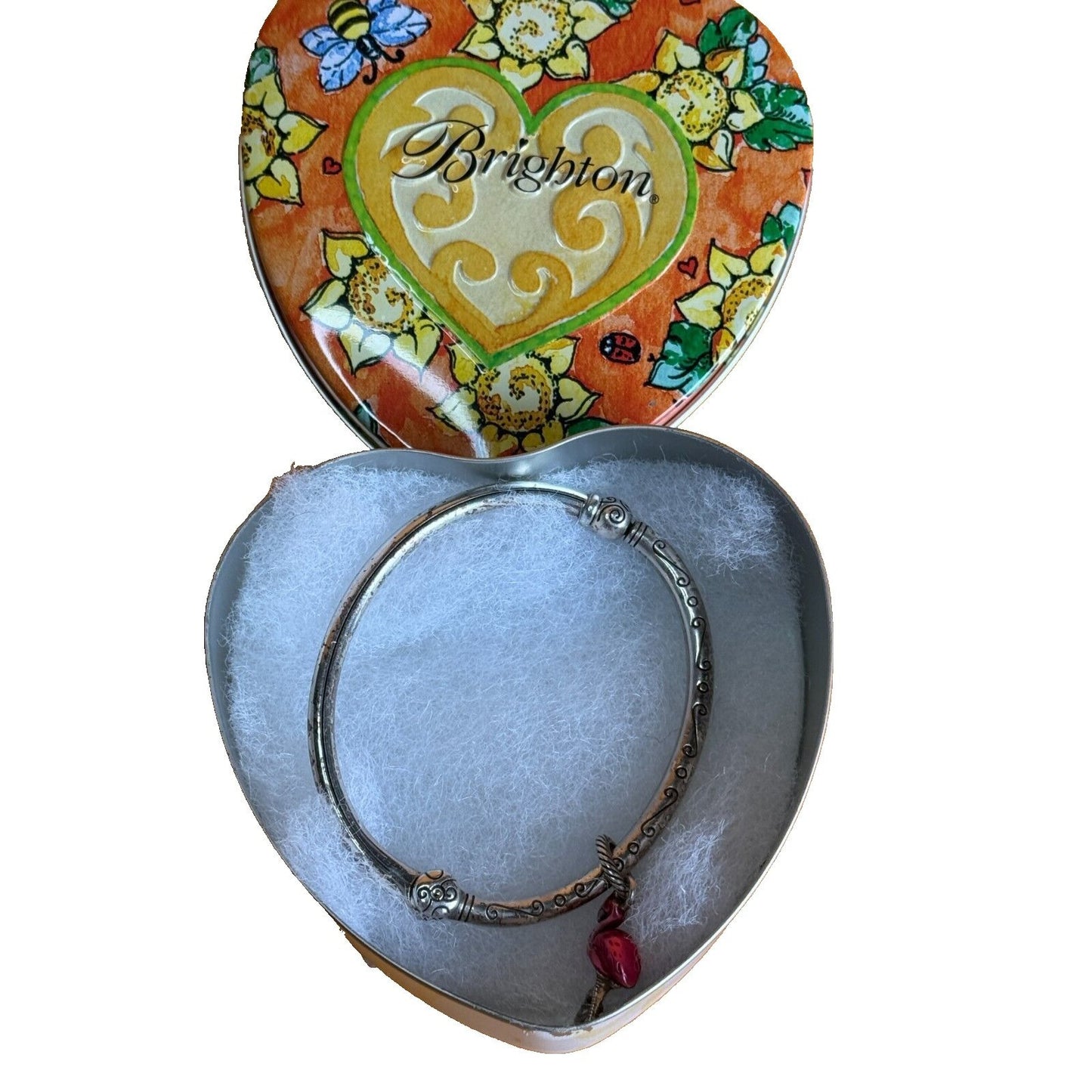 Brighton Hinged Cuff Bracelet with Flamingo Charm in Brighton Tin 6"