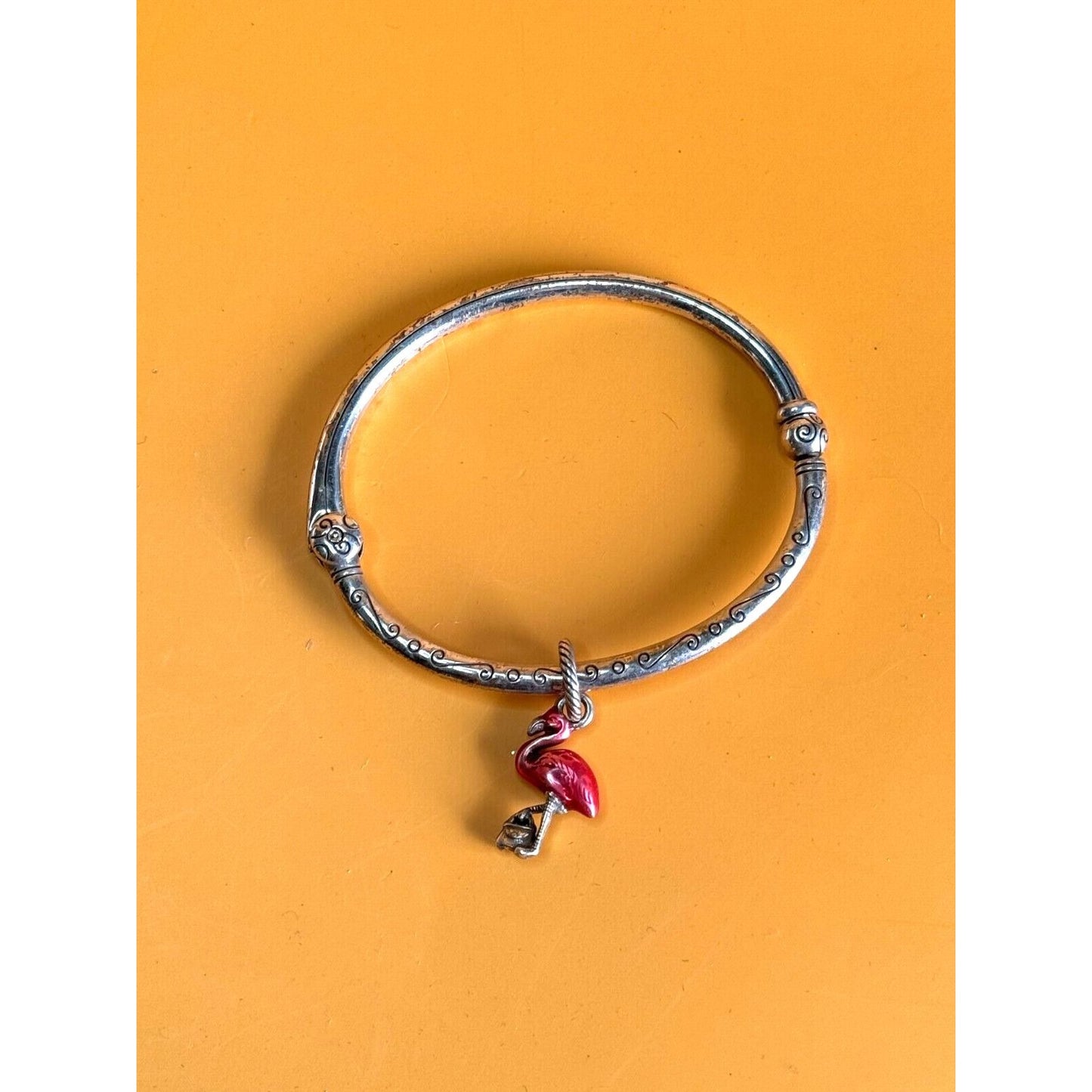 Brighton Hinged Cuff Bracelet with Flamingo Charm in Brighton Tin 6"