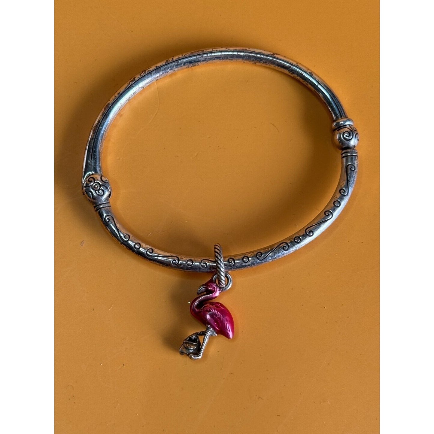 Brighton Hinged Cuff Bracelet with Flamingo Charm in Brighton Tin 6"