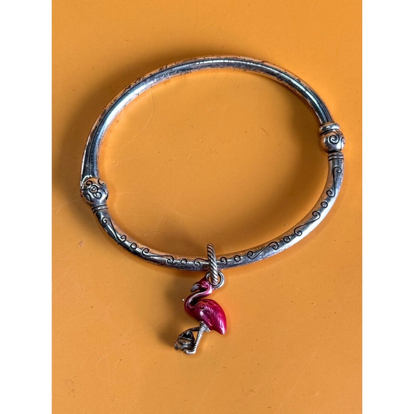 Brighton Hinged Cuff Bracelet with Flamingo Charm in Brighton Tin 6"
