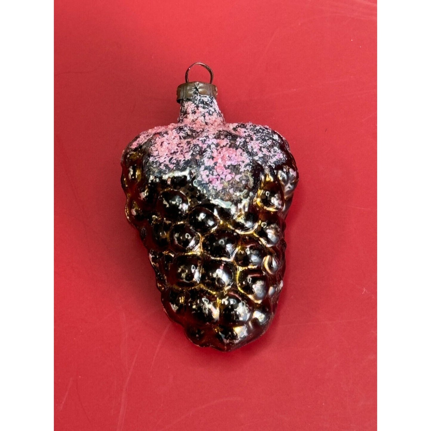 West Germany Vintage Grape Cluster Hand Blown Glass Christmas Ornament 1950