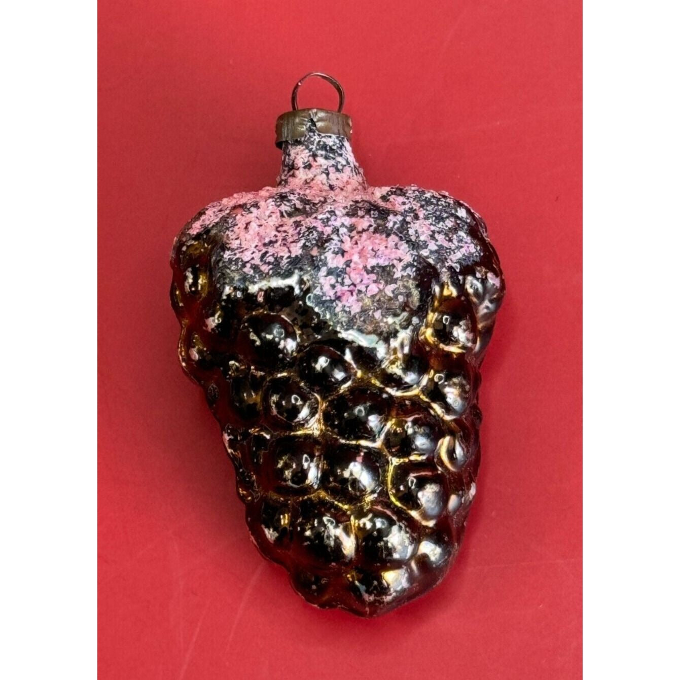 West Germany Vintage Grape Cluster Hand Blown Glass Christmas Ornament 1950