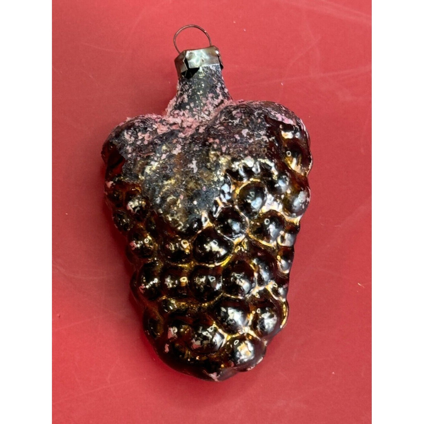West Germany Vintage Grape Cluster Hand Blown Glass Christmas Ornament 1950