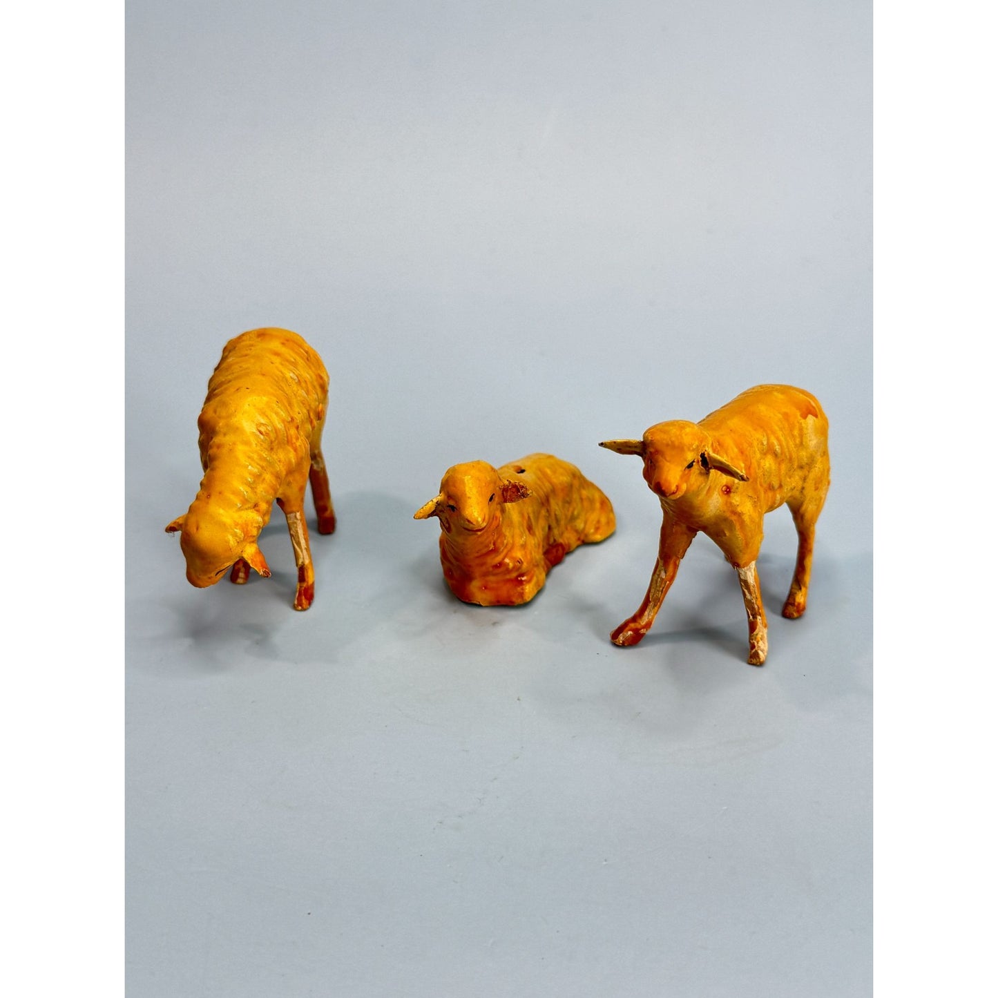 Antique German Hand-Painted Stick Leg Sheep Nativity Pieces 2.5"Collectible