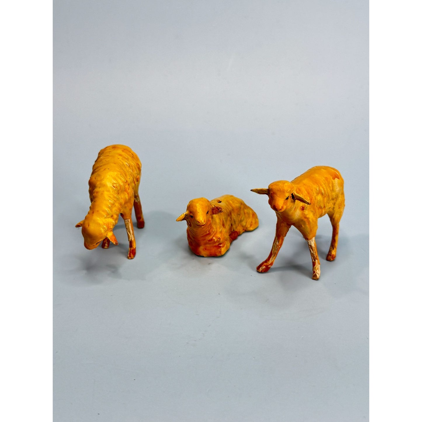 Antique German Hand-Painted Stick Leg Sheep Nativity Pieces 2.5"Collectible