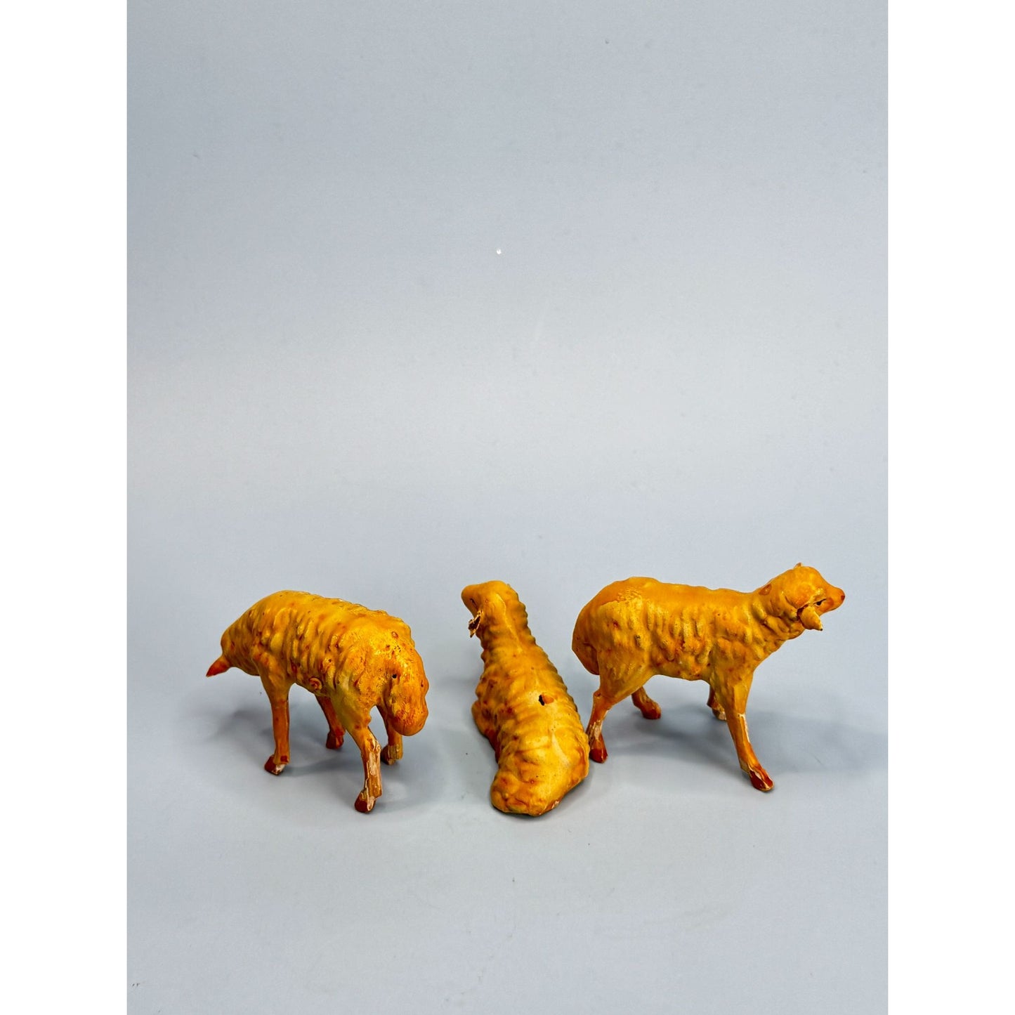 Antique German Hand-Painted Stick Leg Sheep Nativity Pieces 2.5"Collectible