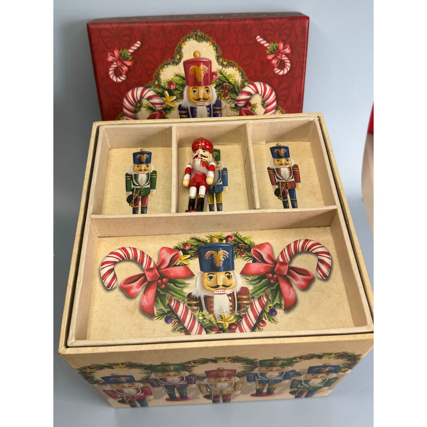 Christmas Nutcracker Nesting Boxes With Nutcracker Design 2-Piece Set Decorative Holiday Storage Or Gift Packaging